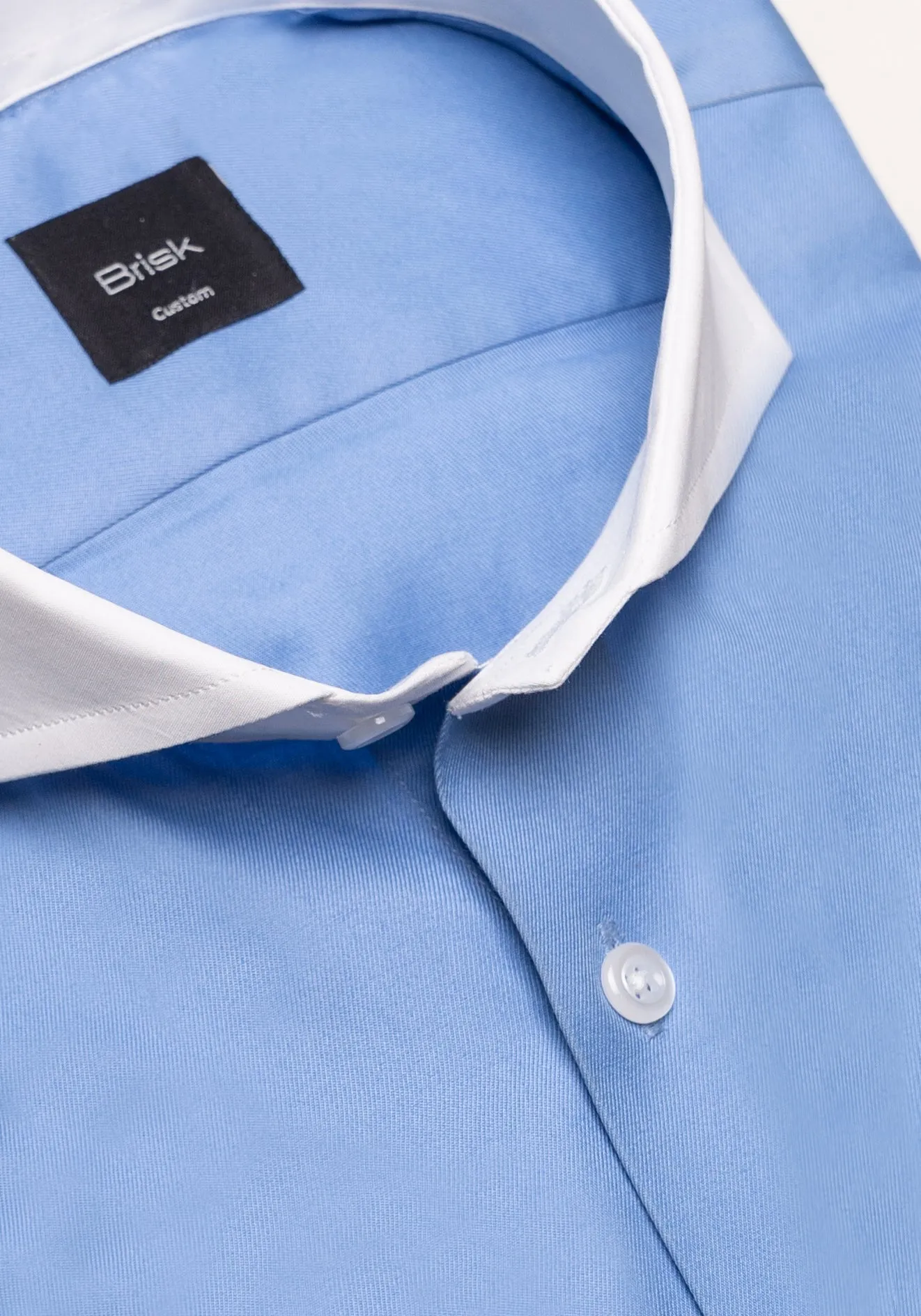 Mid Blue Twill Pima Cotton - White Cutaway Extreme Collar & French Cuffs sold by Brisk Shirts product image thumbnail 3