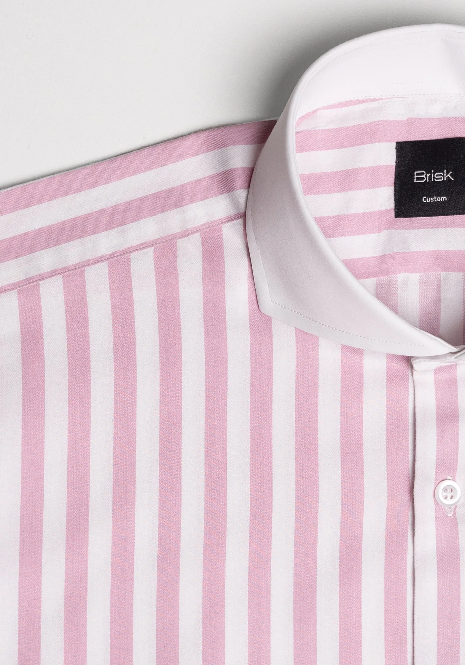 Pink Bold Twill Stripes Pima Cotton Shirt - White Cutaway Extreme Collar & French Cuffs sold by Brisk Shirts product image thumbnail 3