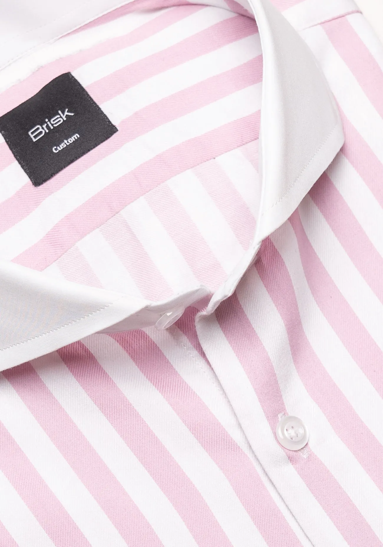 Pink Bold Twill Stripes Pima Cotton Shirt - White Cutaway Extreme Collar & French Cuffs sold by Brisk Shirts product image thumbnail 2