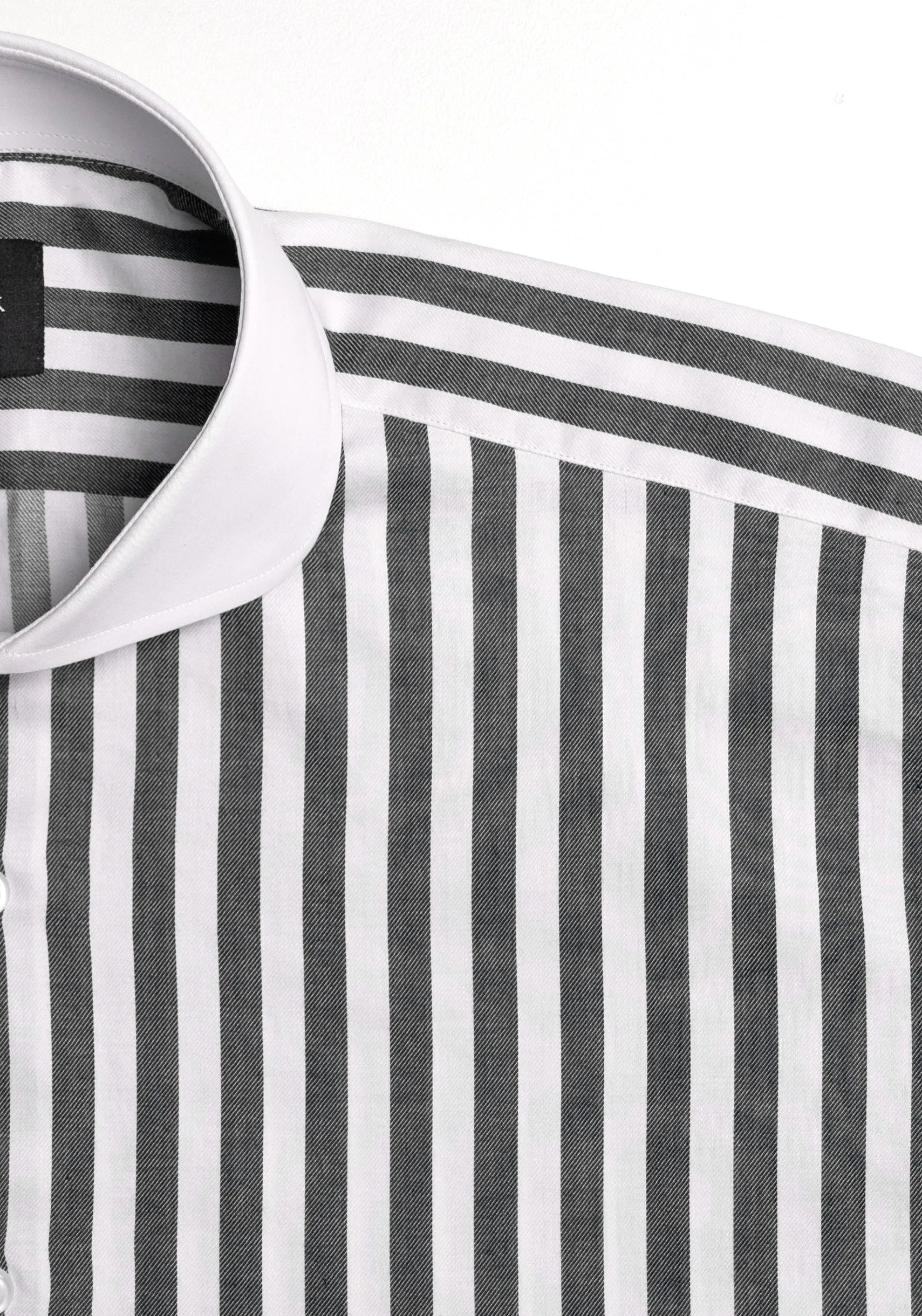 Charcoal Twill Bold Stripes Pima Cotton - White Cutaway Extreme Collar & French Cuffs sold by Brisk Shirts product image thumbnail 2
