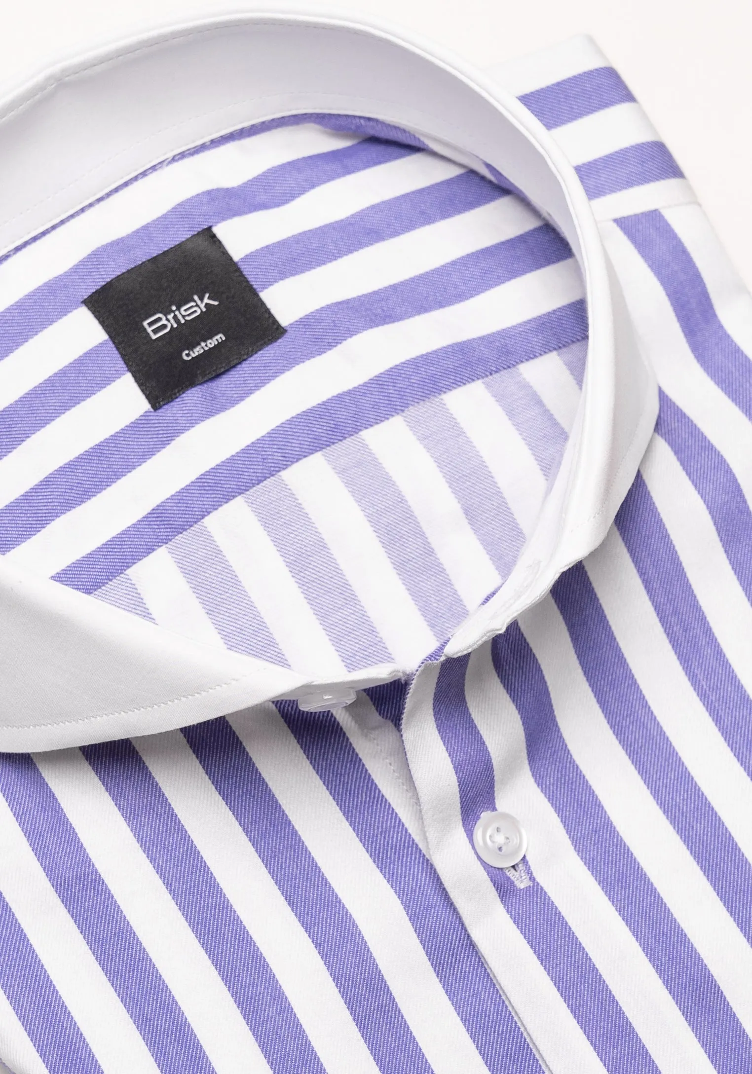 Purple Bold Twill Stripes Pima Cotton Shirt - White Cutaway Extreme Collar & French Cuffs sold by Brisk Shirts product image thumbnail 2