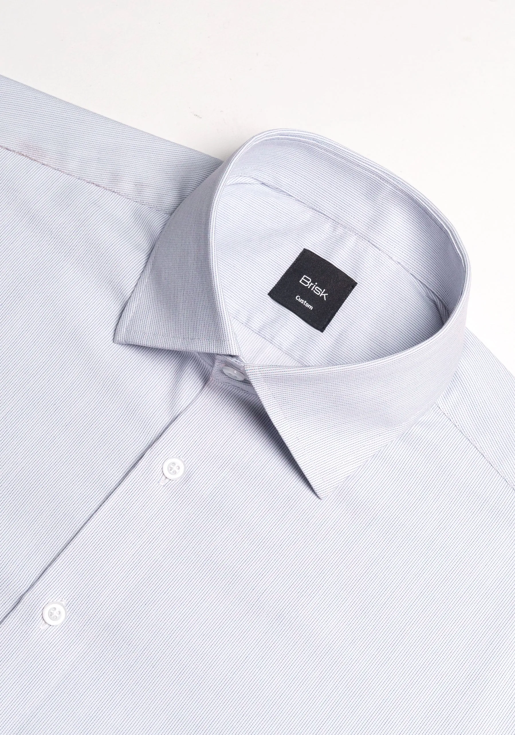 Soft Blue Pinstripes Pima Cotton Shirt - Cutaway Classic Collar sold by Brisk Shirts product image thumbnail 2