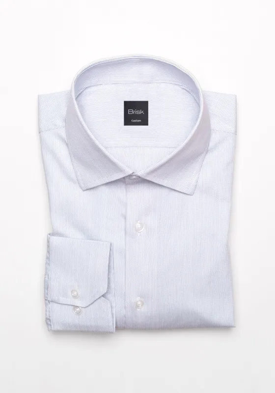 Soft Blue Pinstripes Pima Cotton Shirt - Cutaway Classic Collar sold by Brisk Shirts