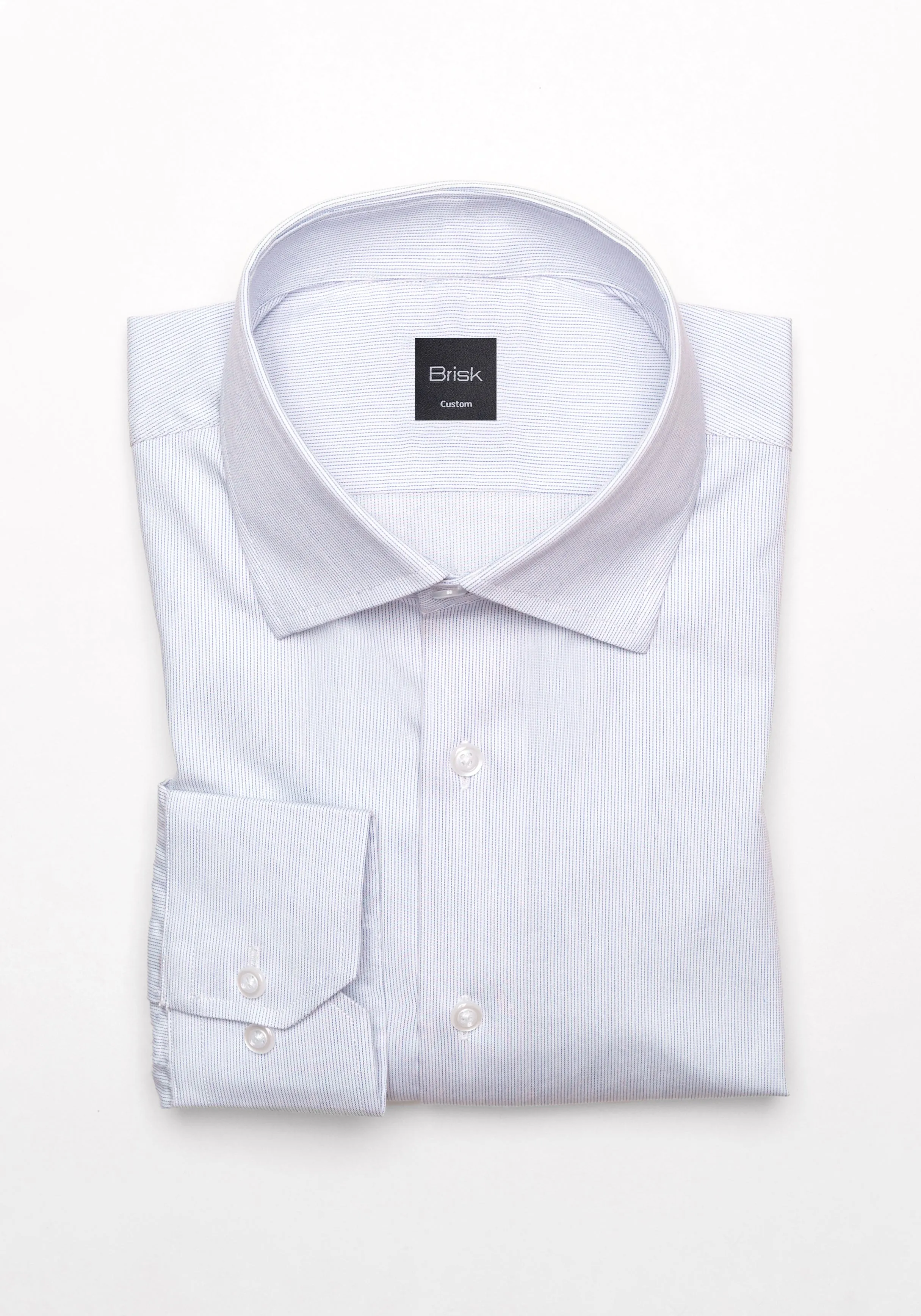 Soft Blue Pinstripes Pima Cotton Shirt - Cutaway Classic Collar sold by Brisk Shirts