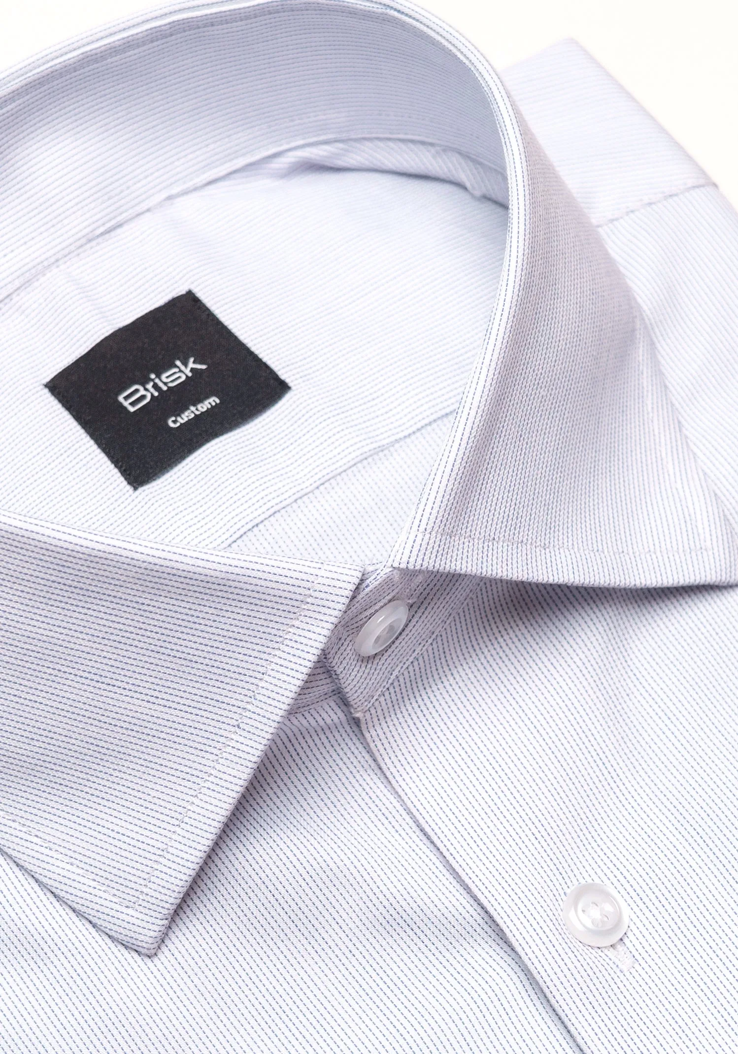 Soft Blue Pinstripes Pima Cotton Shirt - Cutaway Classic Collar sold by Brisk Shirts product image thumbnail 3