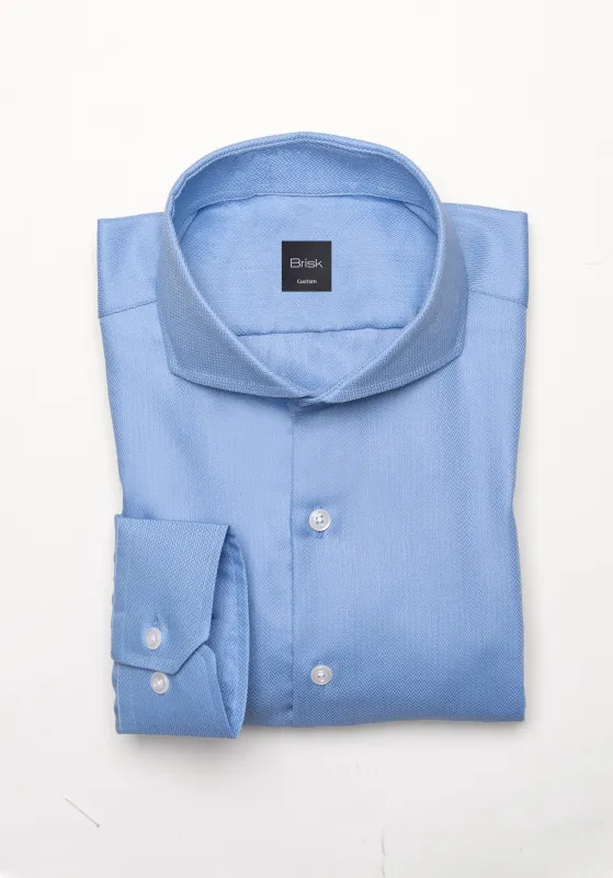 Egyptian Mid Blue Herringbone Shirt - Easy Care sold by Brisk Shirts