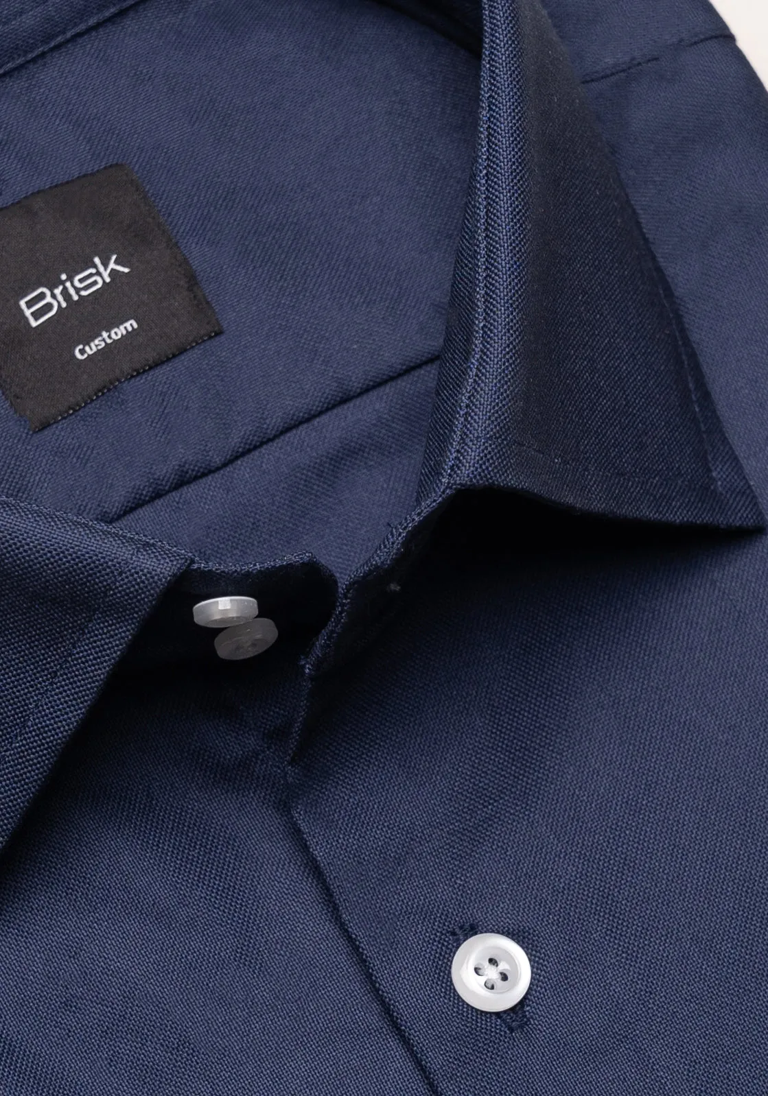Crisp Heavy Weight Navy Blue Oxford Pinpoint Double Button Collar Shirt - Wrinkle Resistant sold by Brisk Shirts product image thumbnail 2