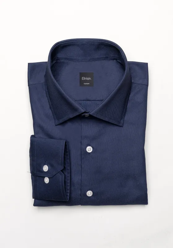 Crisp Heavy Weight Navy Blue Oxford Pinpoint Double Button Collar Shirt - Wrinkle Resistant sold by Brisk Shirts