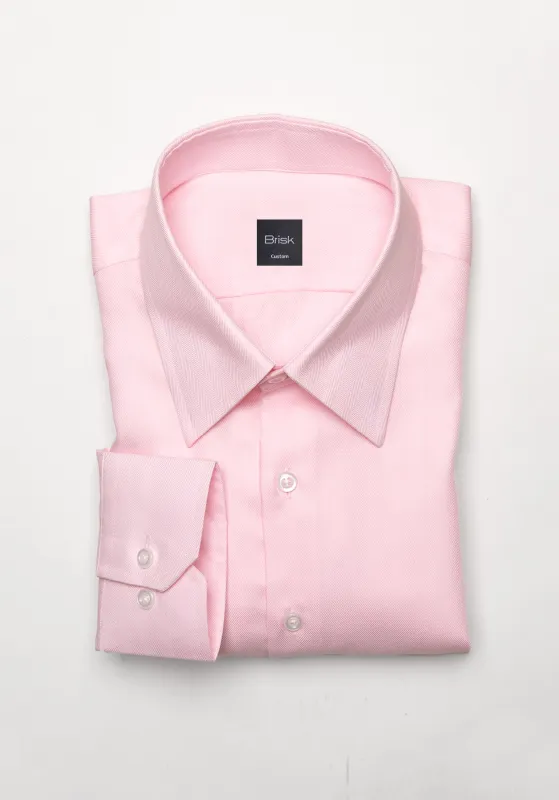 Egyptian Pastel Pink Herringbone Shirt - Classic Straight Collar made by Brisk Shirts