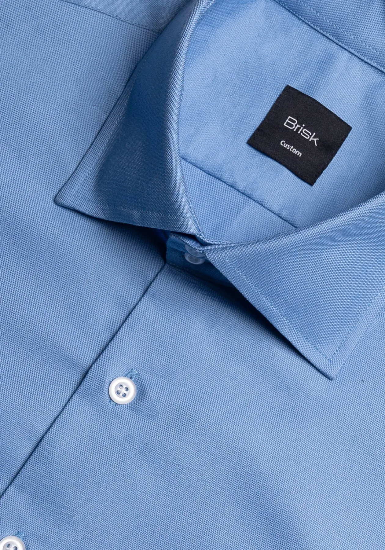Crisp Heavy Weight Mid Blue Oxford Pinpoint Double Button Collar Shirt - Wrinkle Resistant sold by Brisk Shirts