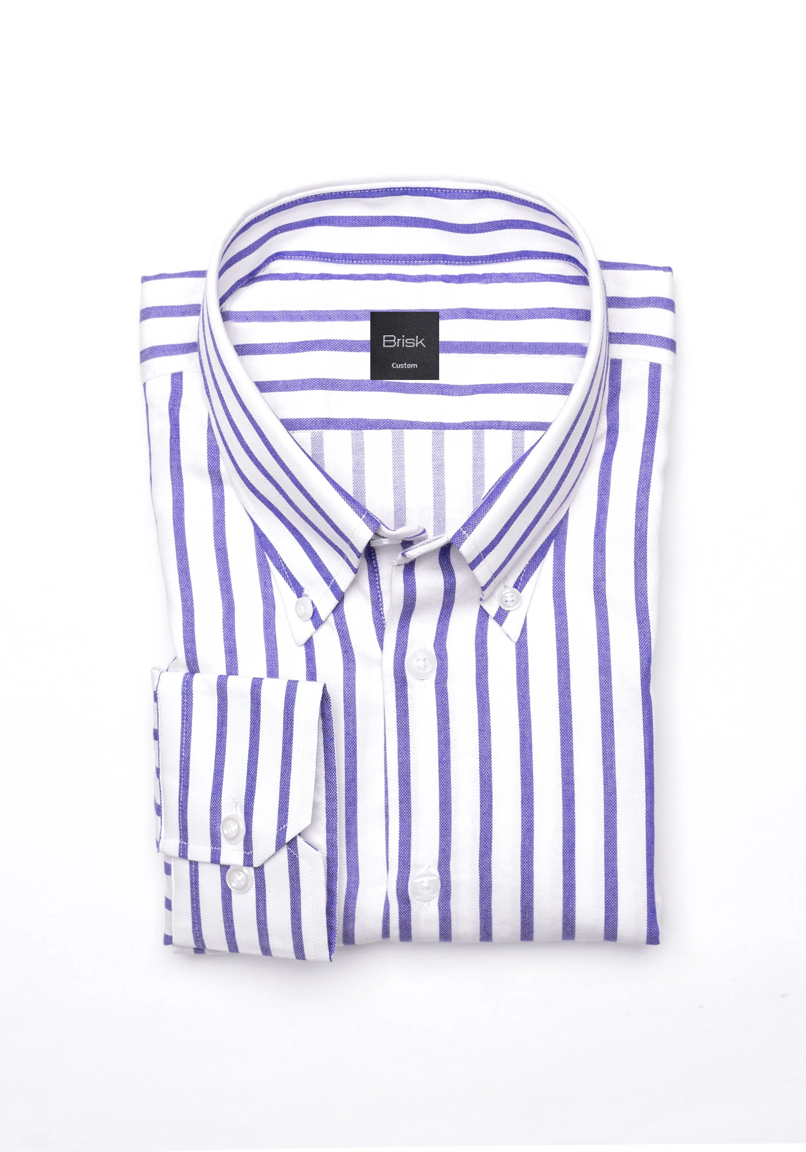 Purple Wide Stripes Soft Textured Pima Cotton Shirt - Button Down Collar sold by Brisk Shirts