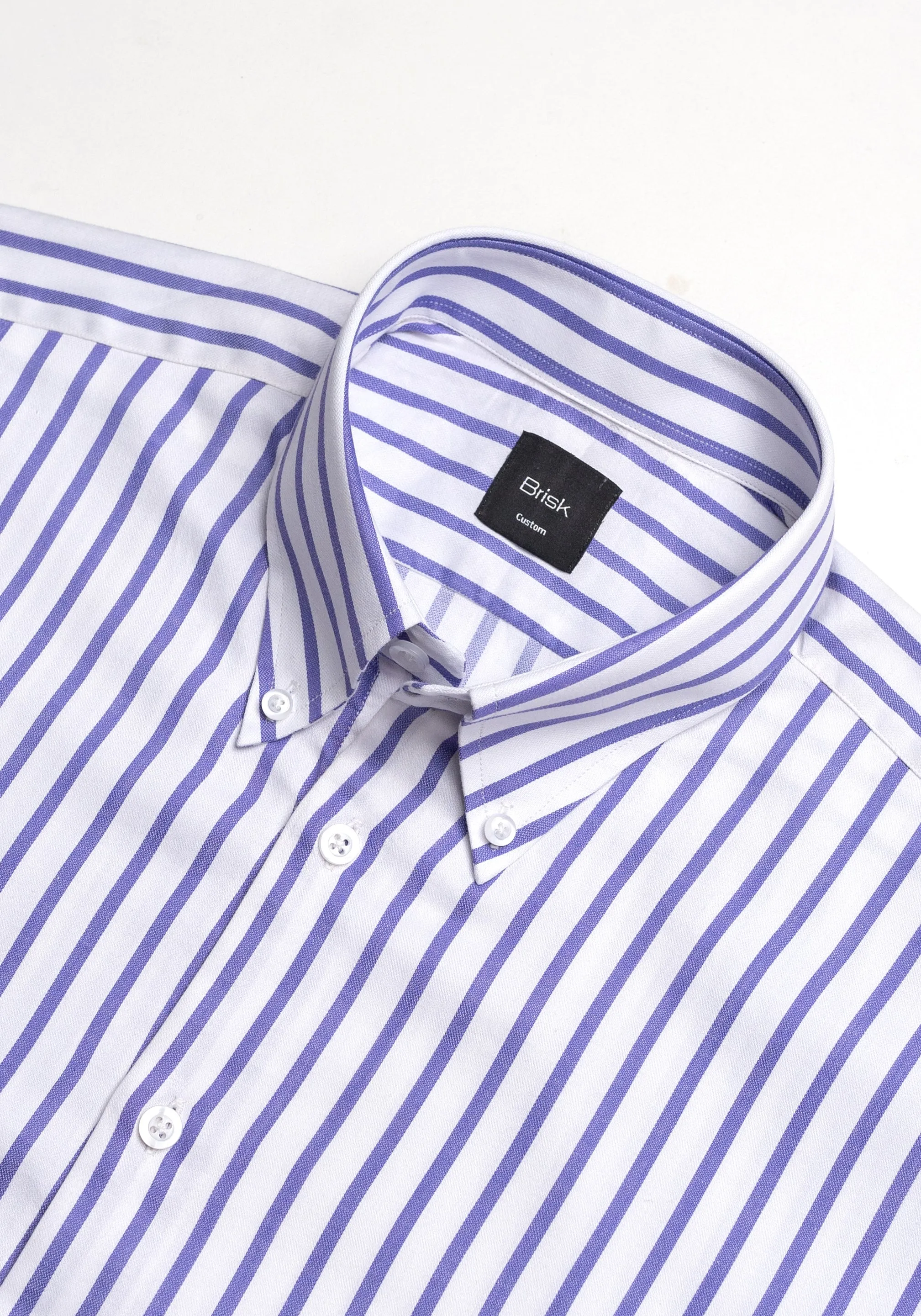 Purple Wide Stripes Soft Textured Pima Cotton Shirt - Button Down Collar sold by Brisk Shirts product image thumbnail 2