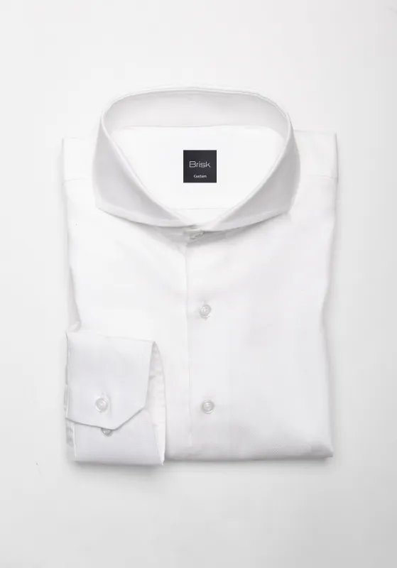 Egyptian Pearl White Pinpoint Shirt - Cutaway Extreme Collar sold by Brisk Shirts