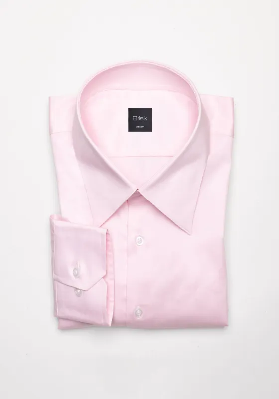 Egyptian Pink Twill Stretch Shirt - Classic Straight Collar made by Brisk Shirts