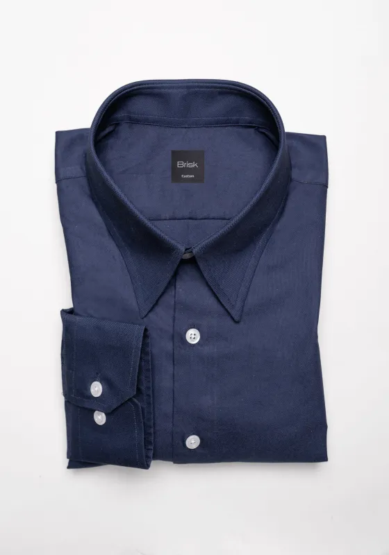 Crisp Heavy Weight Navy Blue Oxford Pinpoint Classic Straight Collar Shirt - Wrinkle Resistant sold by Brisk Shirts
