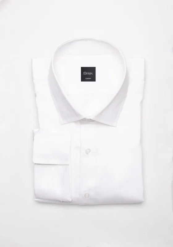 Egyptian Pearl White Herringbone Shirt - Cutaway Classic Collar sold by Brisk Shirts