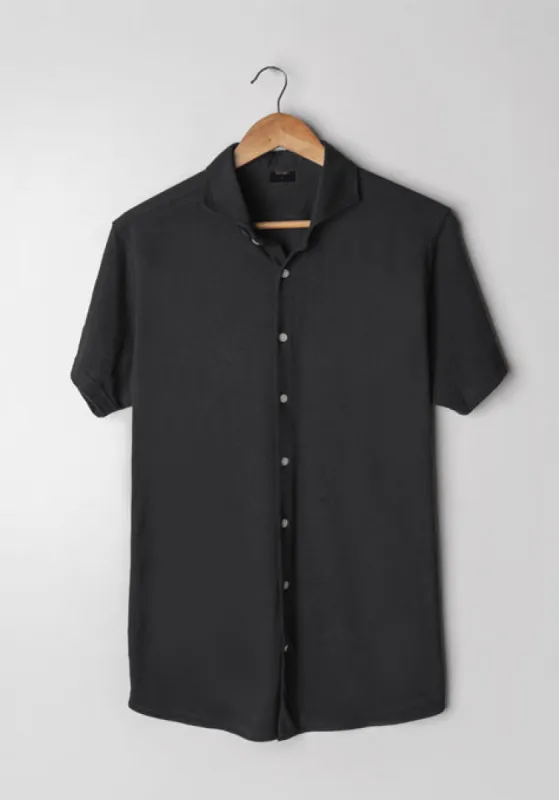 Black Feather Soft Piqué Half Sleeve Shirt sold by Brisk Shirts