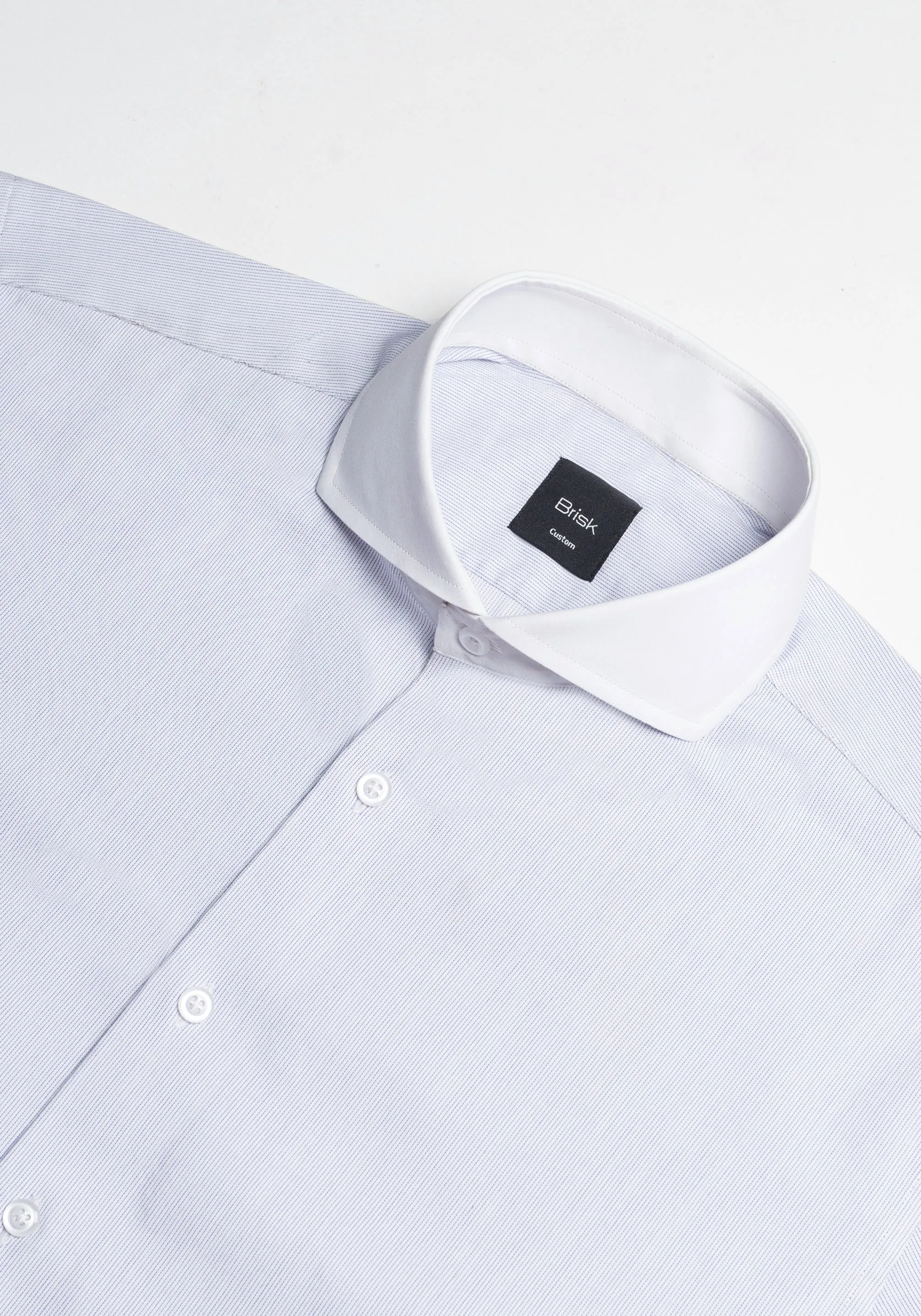 Soft Blue Pinstripes Pima Cotton Shirt - White Cutaway Extreme Collar sold by Brisk Shirts product image thumbnail 2