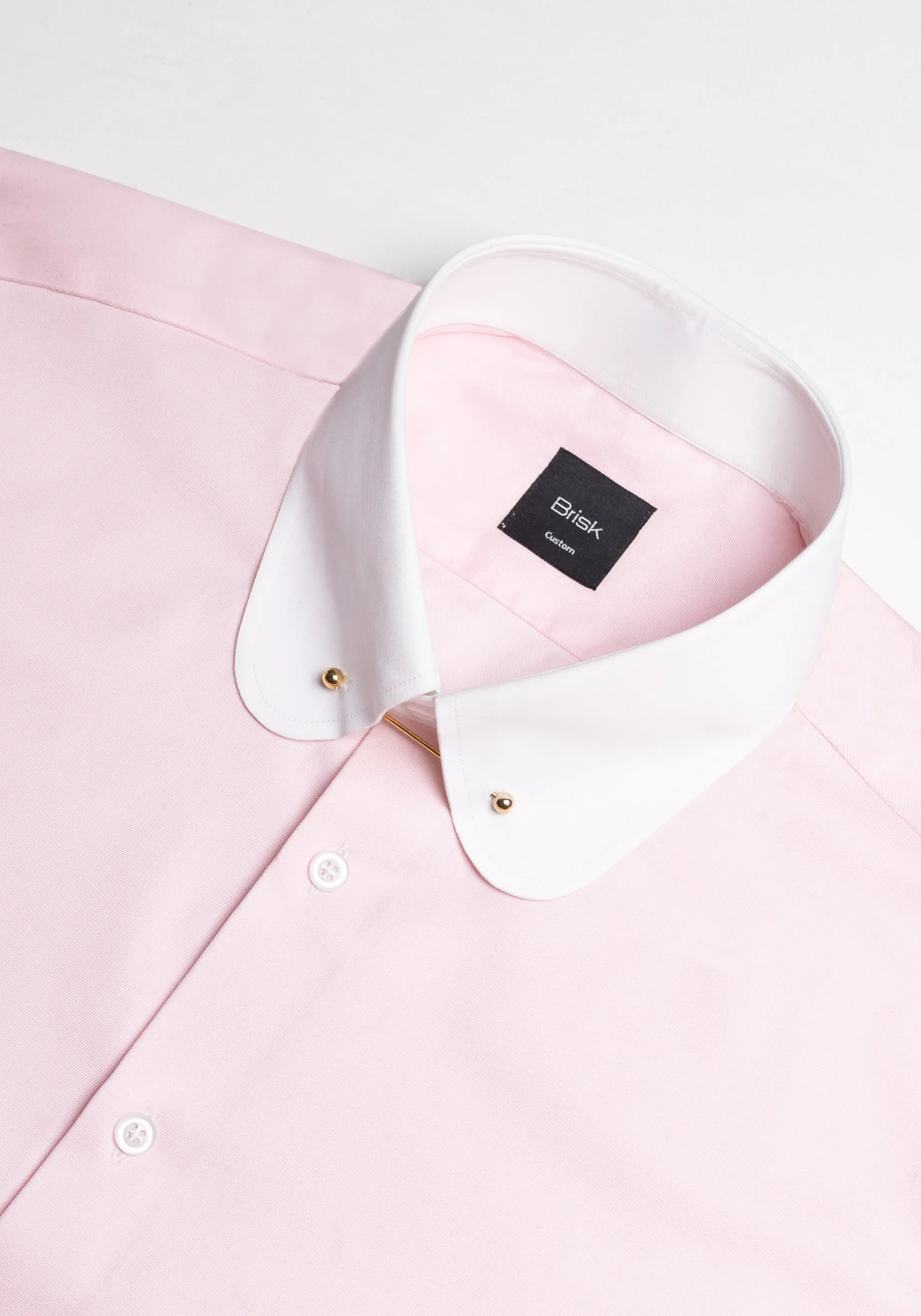 Pink Twill Pima Cotton Shirt - White Club Collar With Golden Pin sold by Brisk Shirts product image thumbnail 3