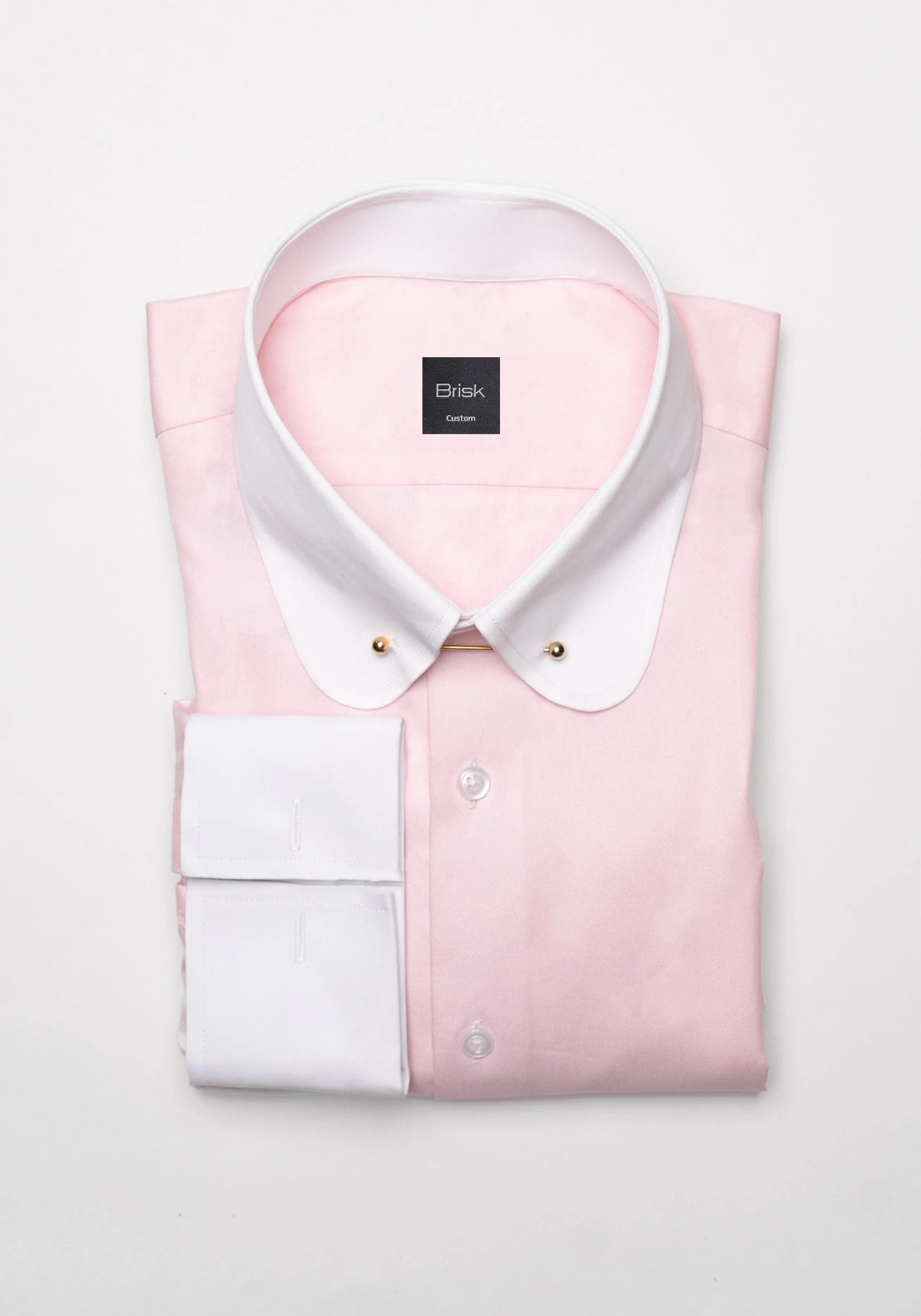 Pink Twill Pima Cotton Shirt - White Club Collar With Golden Pin sold by Brisk Shirts