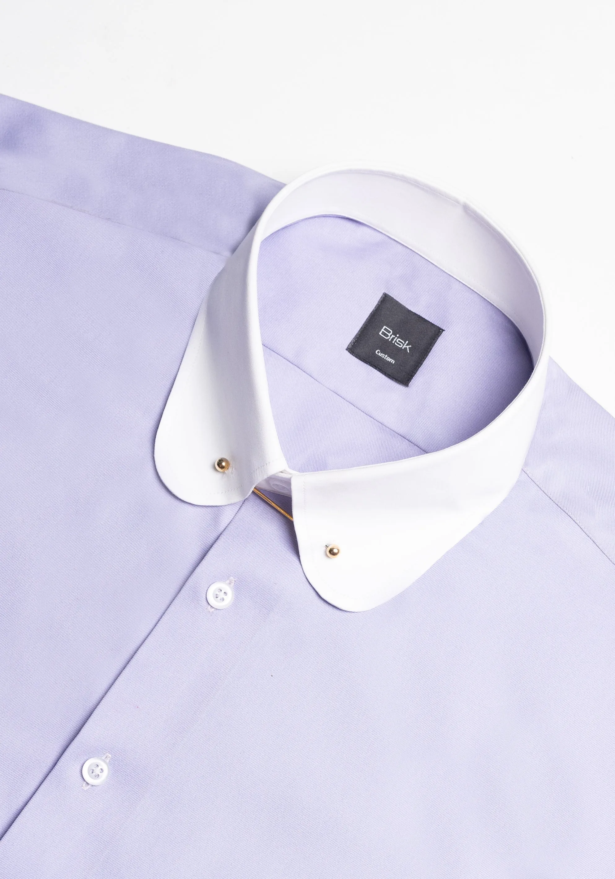 Purple Twill Pima Cotton Shirt - White Club Collar With Golden Pin Collar sold by Brisk Shirts product image thumbnail 3