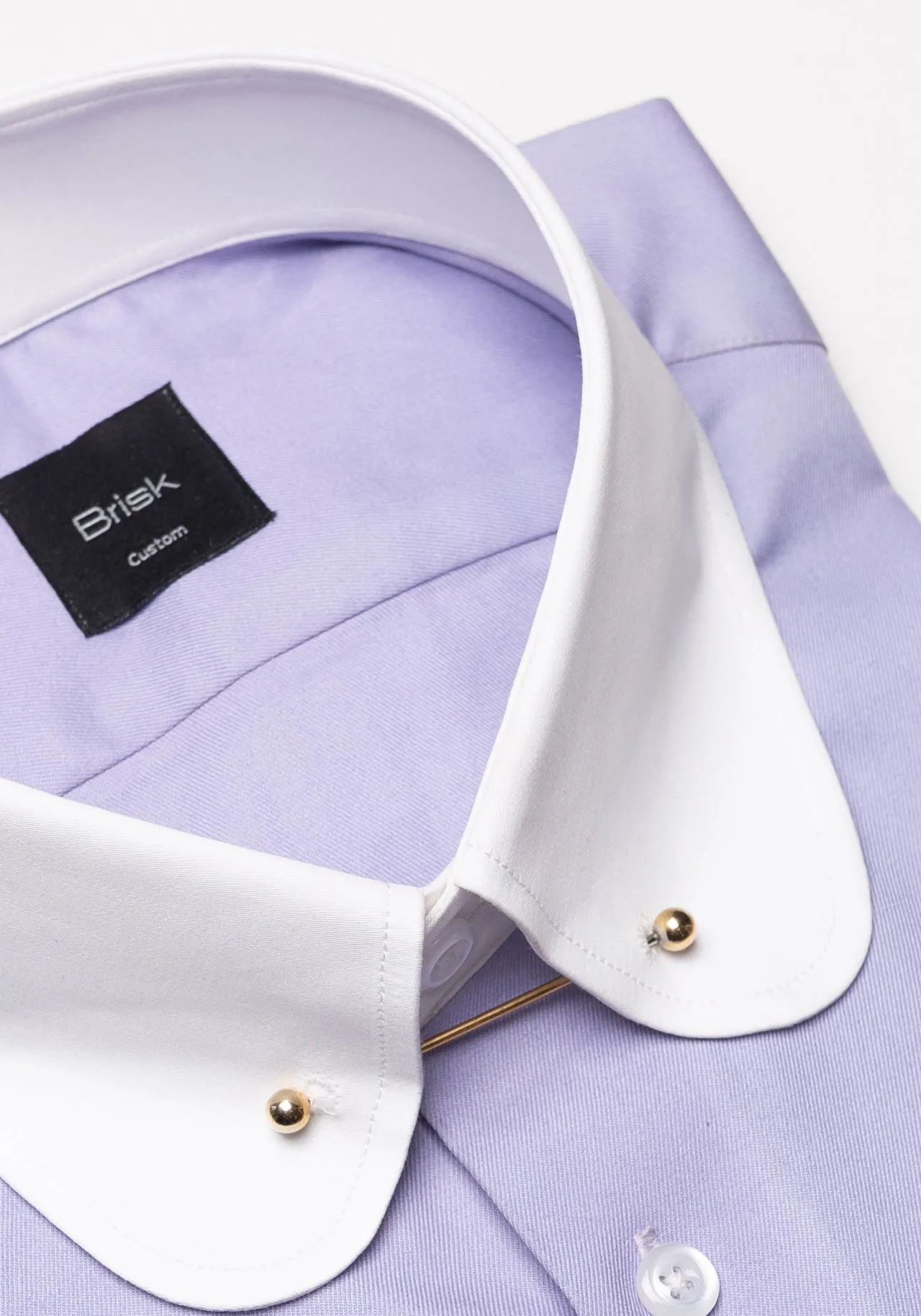 Purple Twill Pima Cotton Shirt - White Club Collar With Golden Pin Collar sold by Brisk Shirts product image thumbnail 2