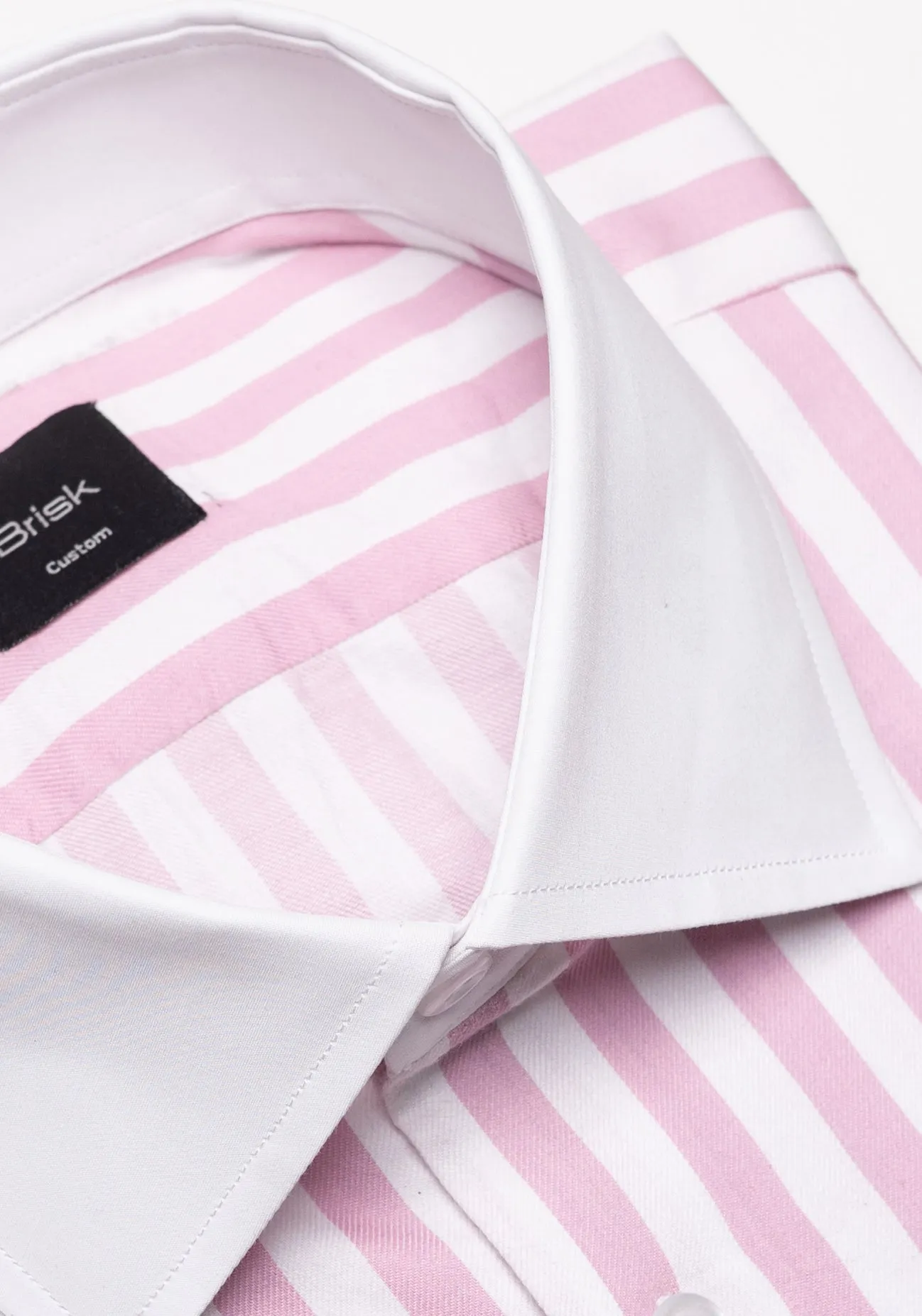 Pink Twill Bold Stripes Pima Cotton Shirt - White High Cutaway Classic Collar sold by Brisk Shirts product image thumbnail 2