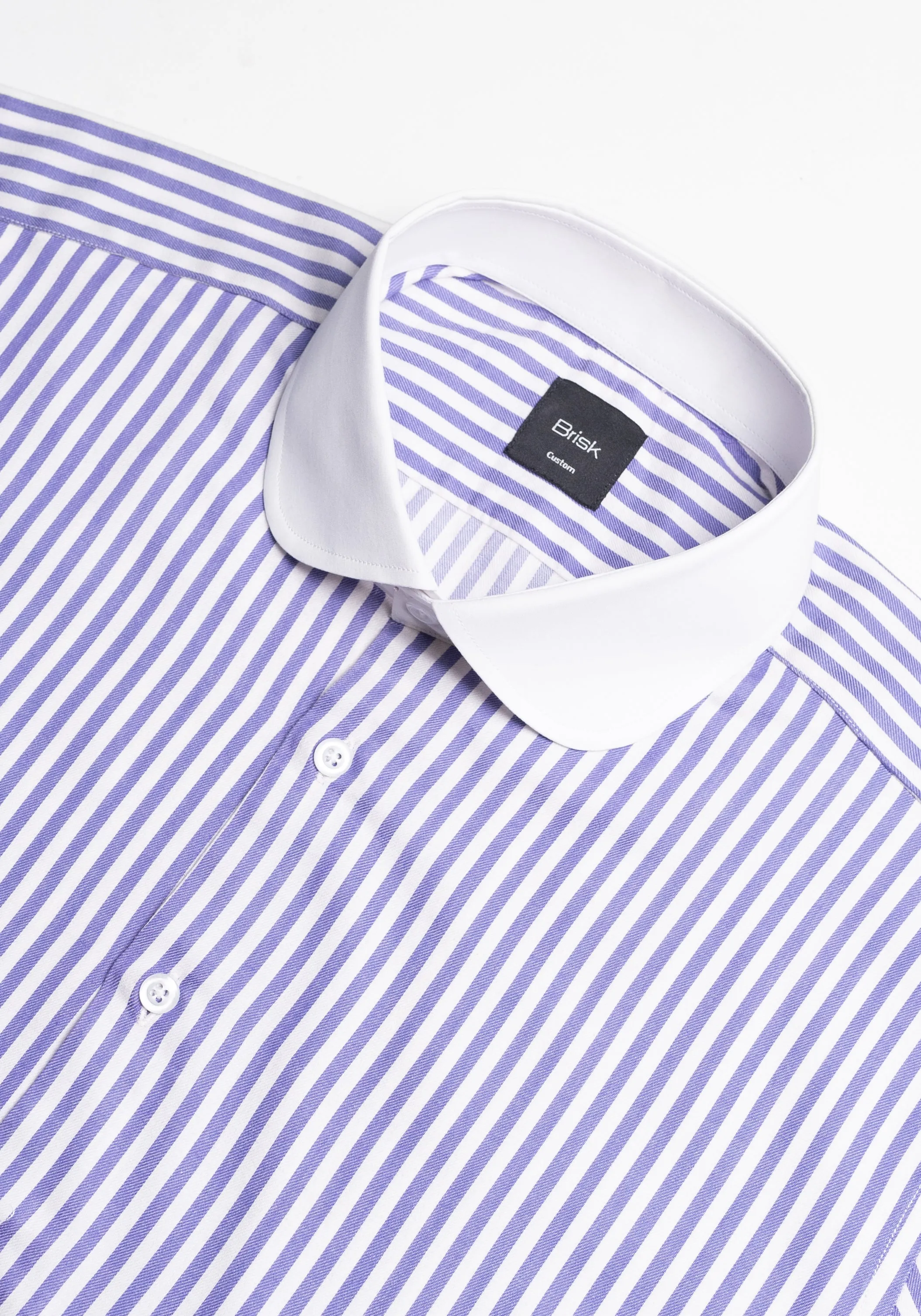 Purple Bengal Twill Stripes Pima Cotton Shirt - White Club Collar & French Cuffs sold by Brisk Shirts product image thumbnail 3