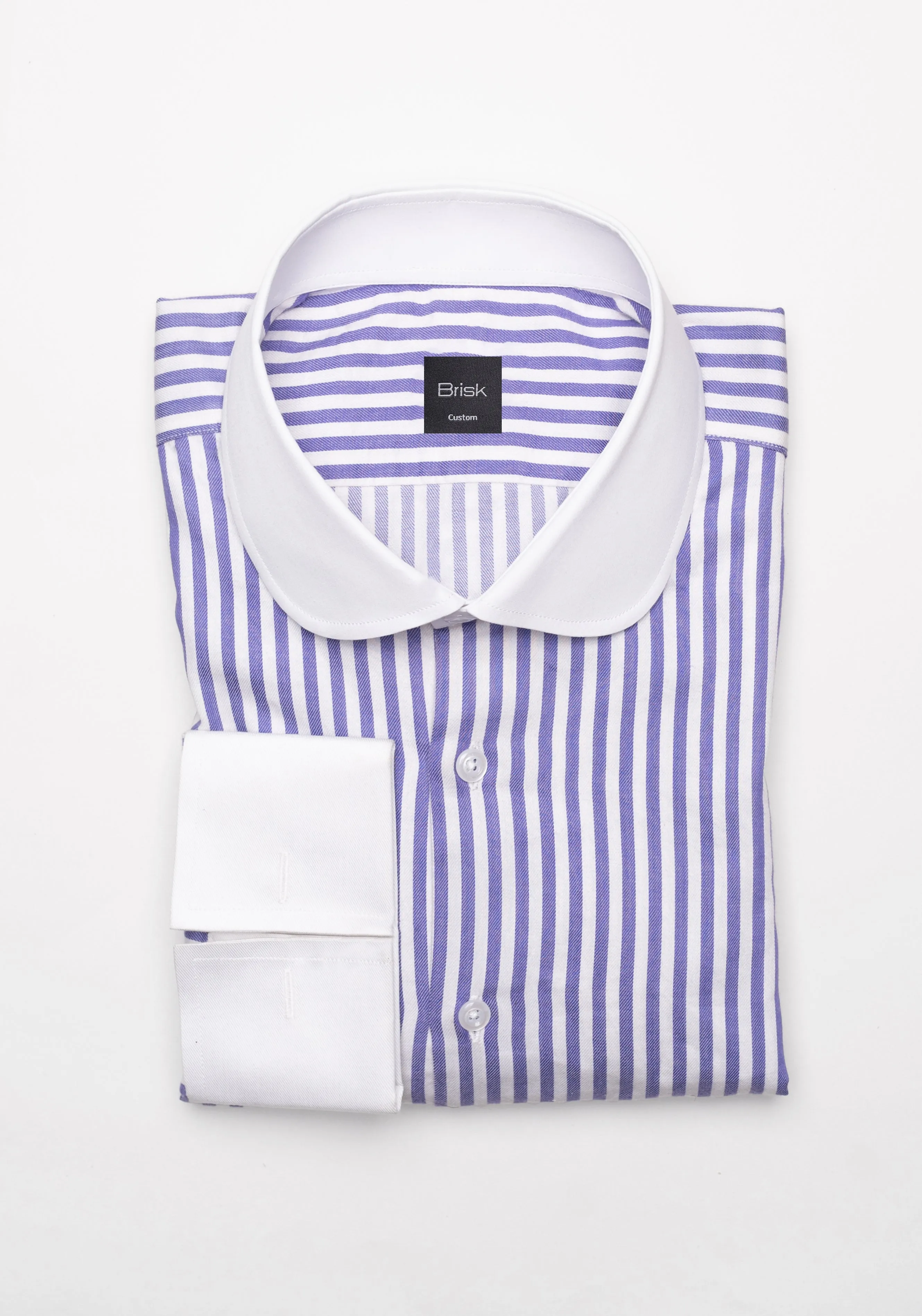 Purple Bengal Twill Stripes Pima Cotton Shirt - White Club Collar & French Cuffs sold by Brisk Shirts
