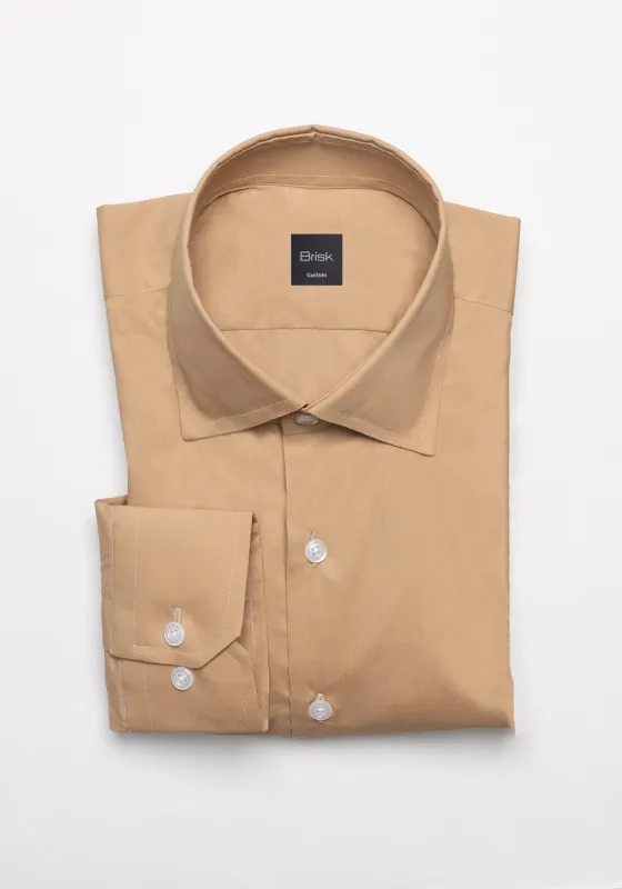 Fine Tan Poplin Shirt sold by Brisk Shirts