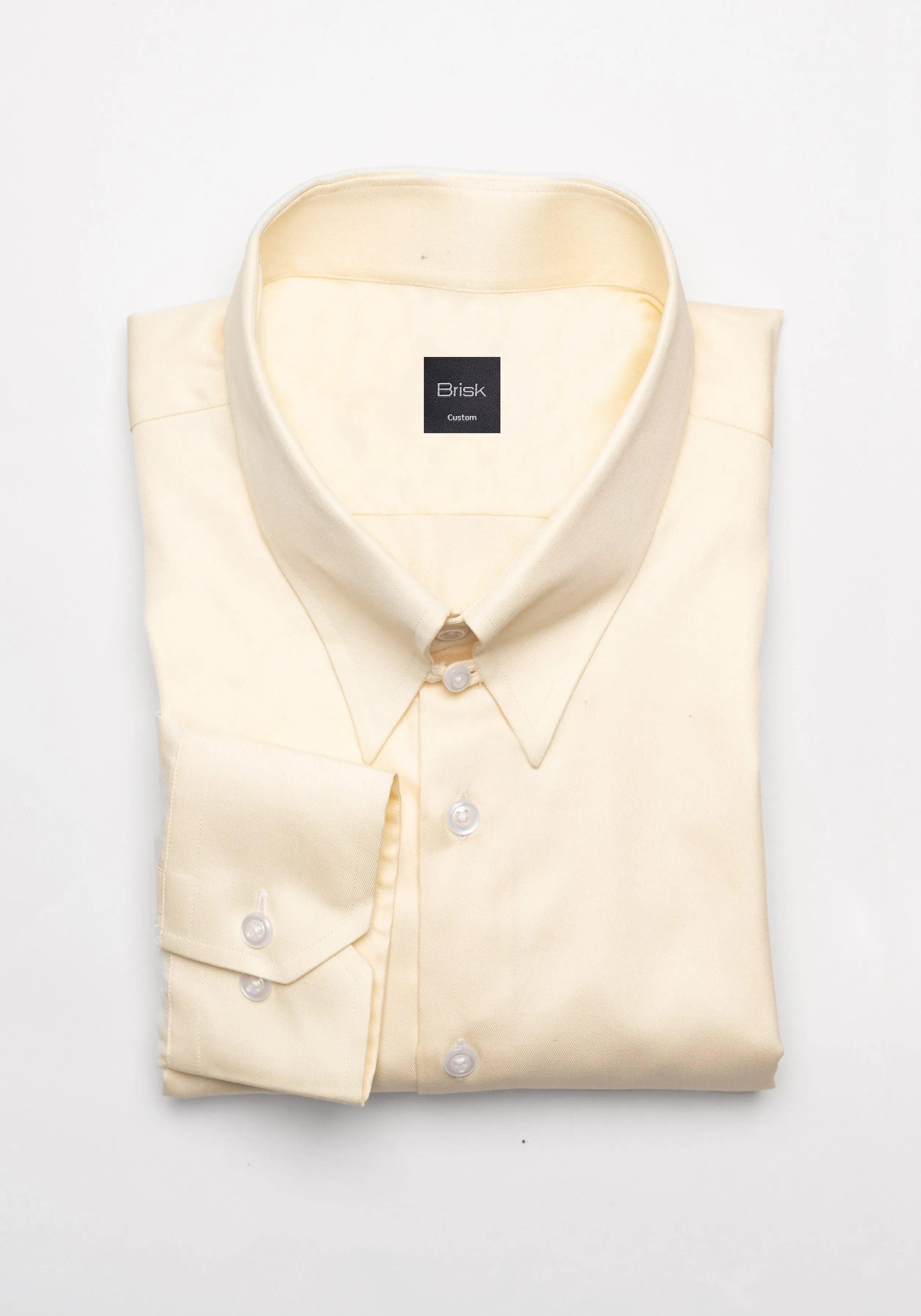Yellow Twill Pima Cotton Shirt - Tab Collar sold by Brisk Shirts
