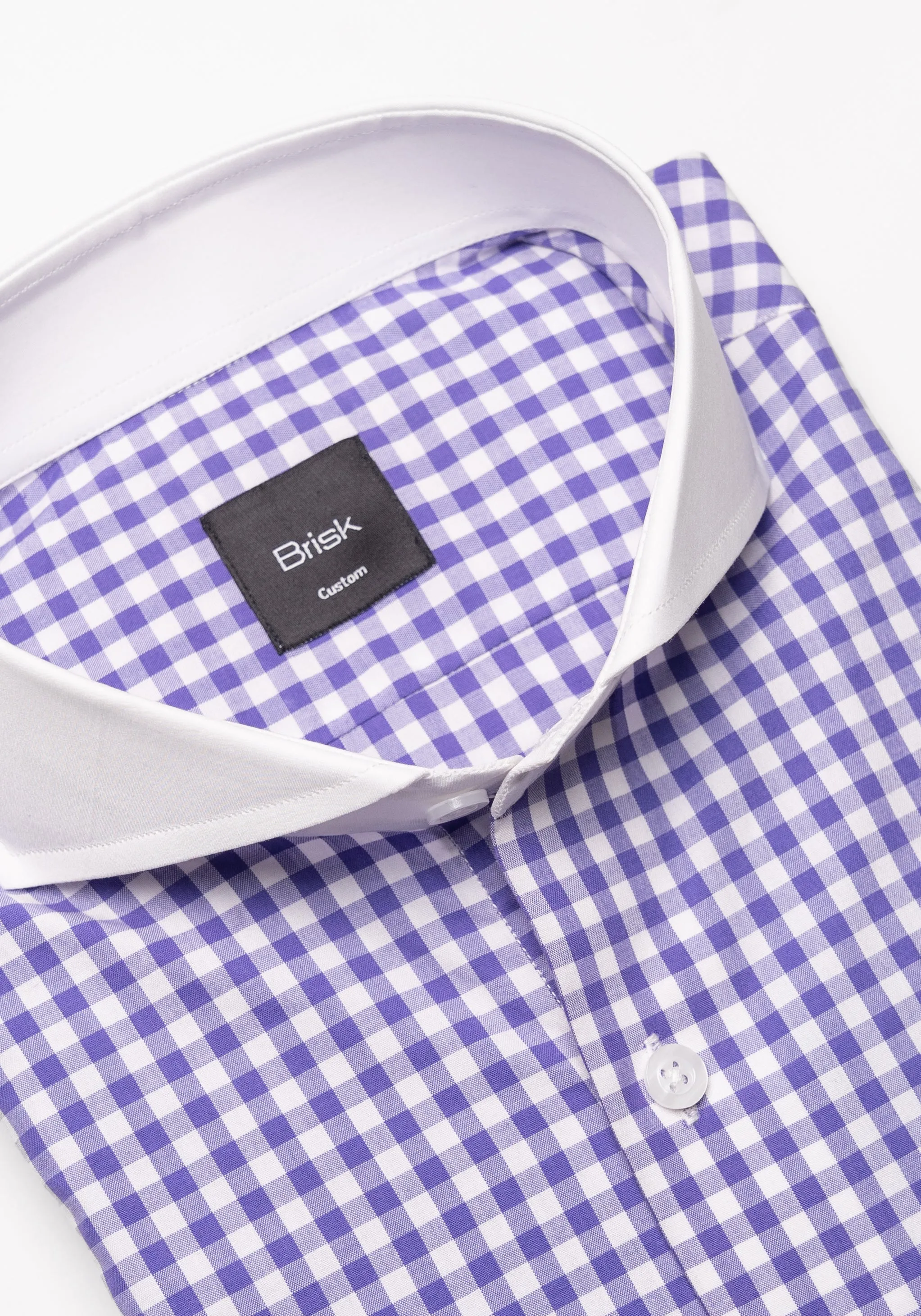 Purple Gingham Crisp Pima Cotton Shirt - White Cutaway Extreme Collar sold by Brisk Shirts product image thumbnail 2