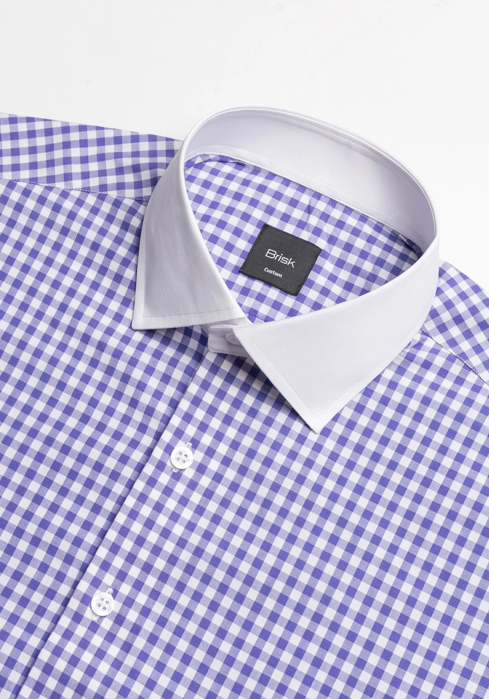 Purple Gingham Crisp Pima Cotton Shirt - White Cutaway Classic Collar sold by Brisk Shirts product image thumbnail 2