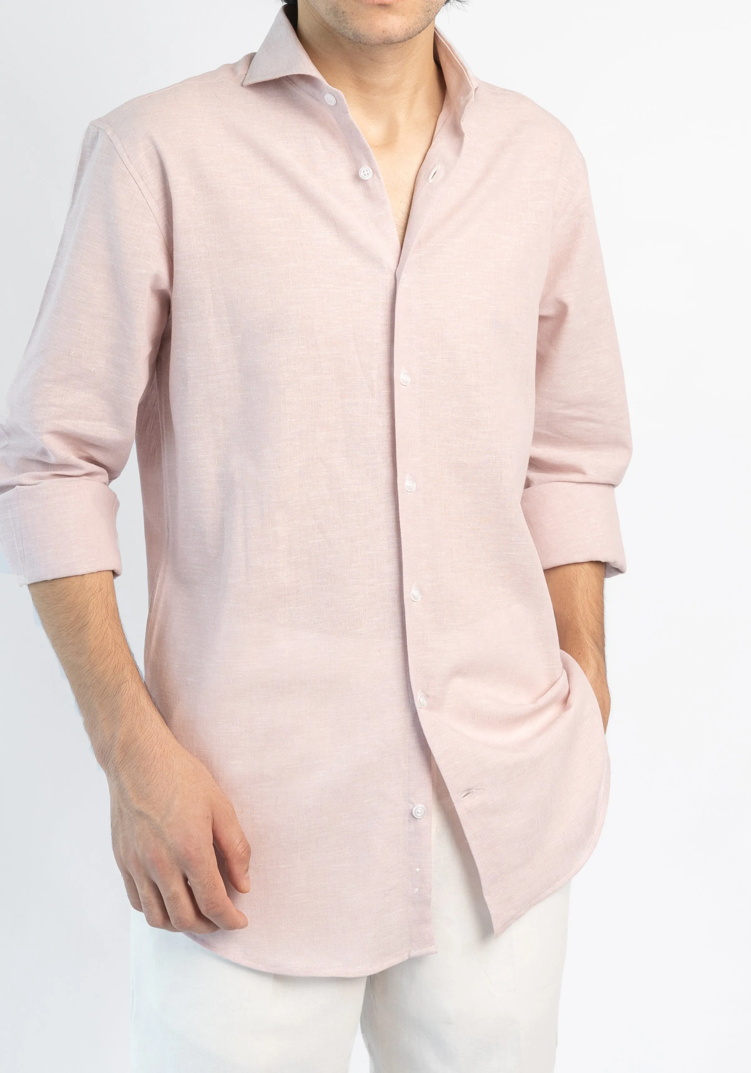 Light Pink Cotton-Linen Shirt sold by Brisk Shirts product image thumbnail 3