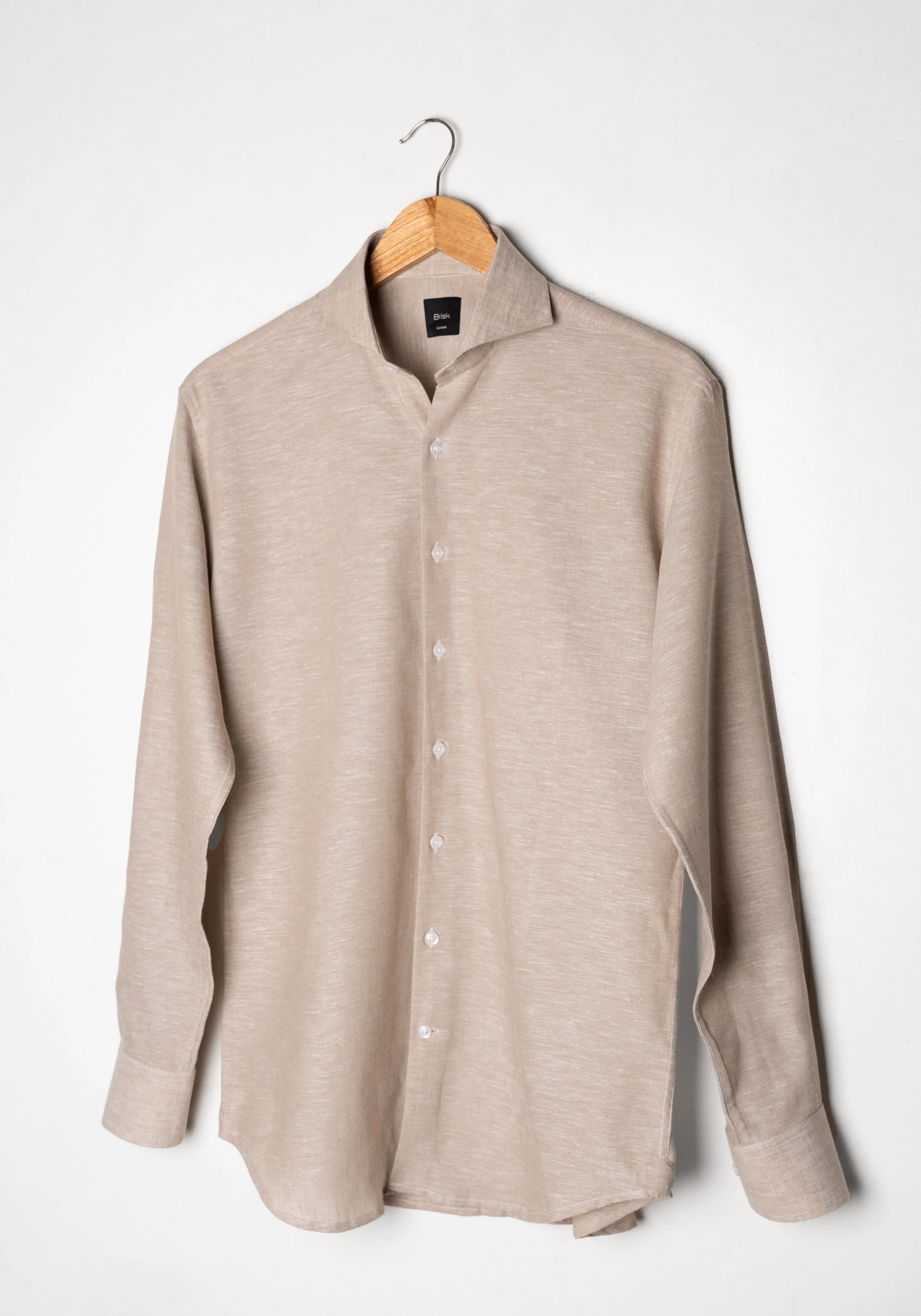 Tan Cotton-Linen Shirt sold by Brisk Shirts product image thumbnail 5
