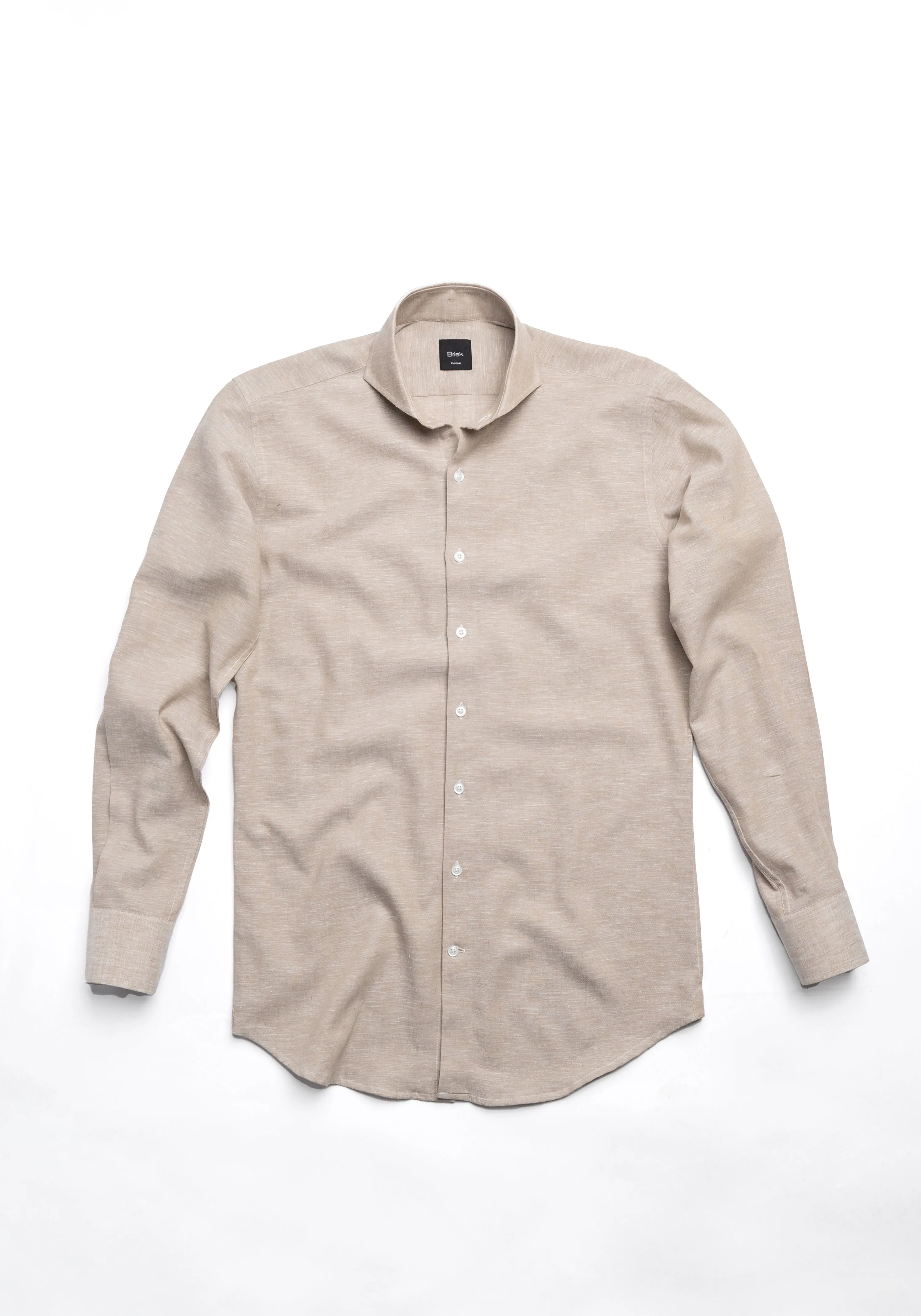 Tan Cotton-Linen Shirt sold by Brisk Shirts