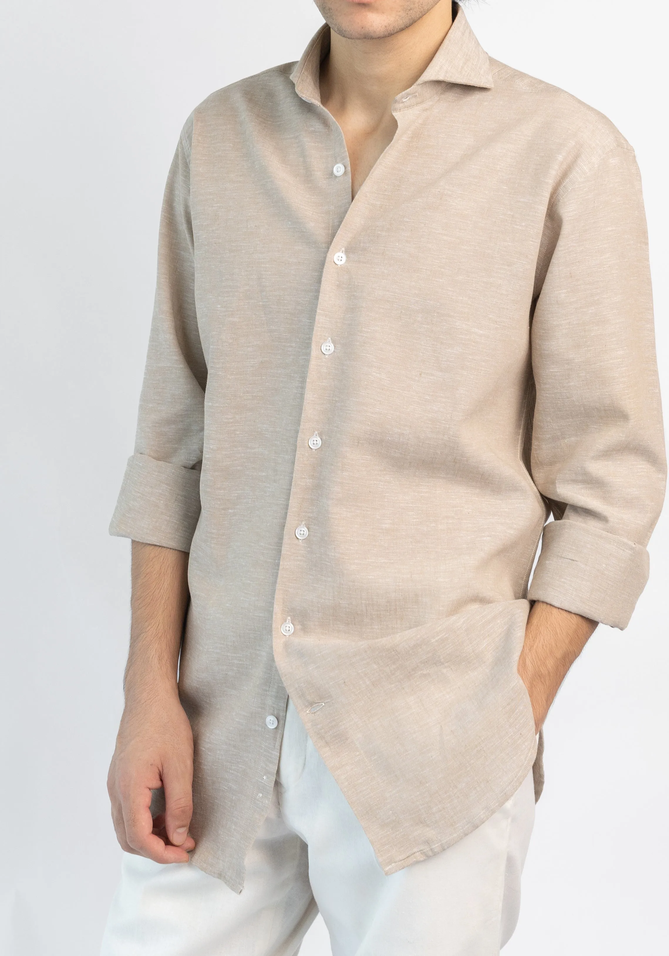 Tan Cotton-Linen Shirt sold by Brisk Shirts product image thumbnail 2