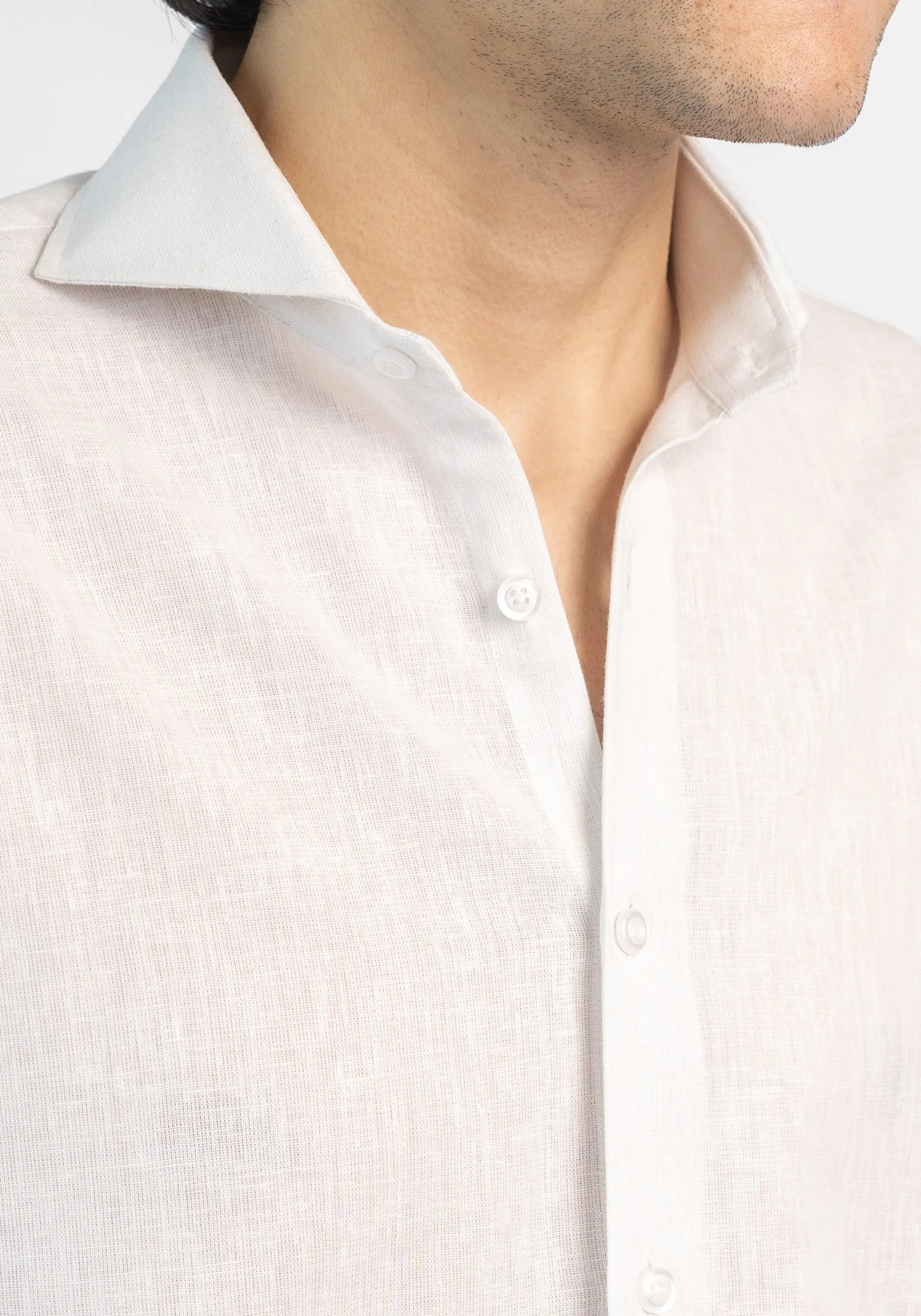 White Cotton-Linen Shirt sold by Brisk Shirts product image thumbnail 3