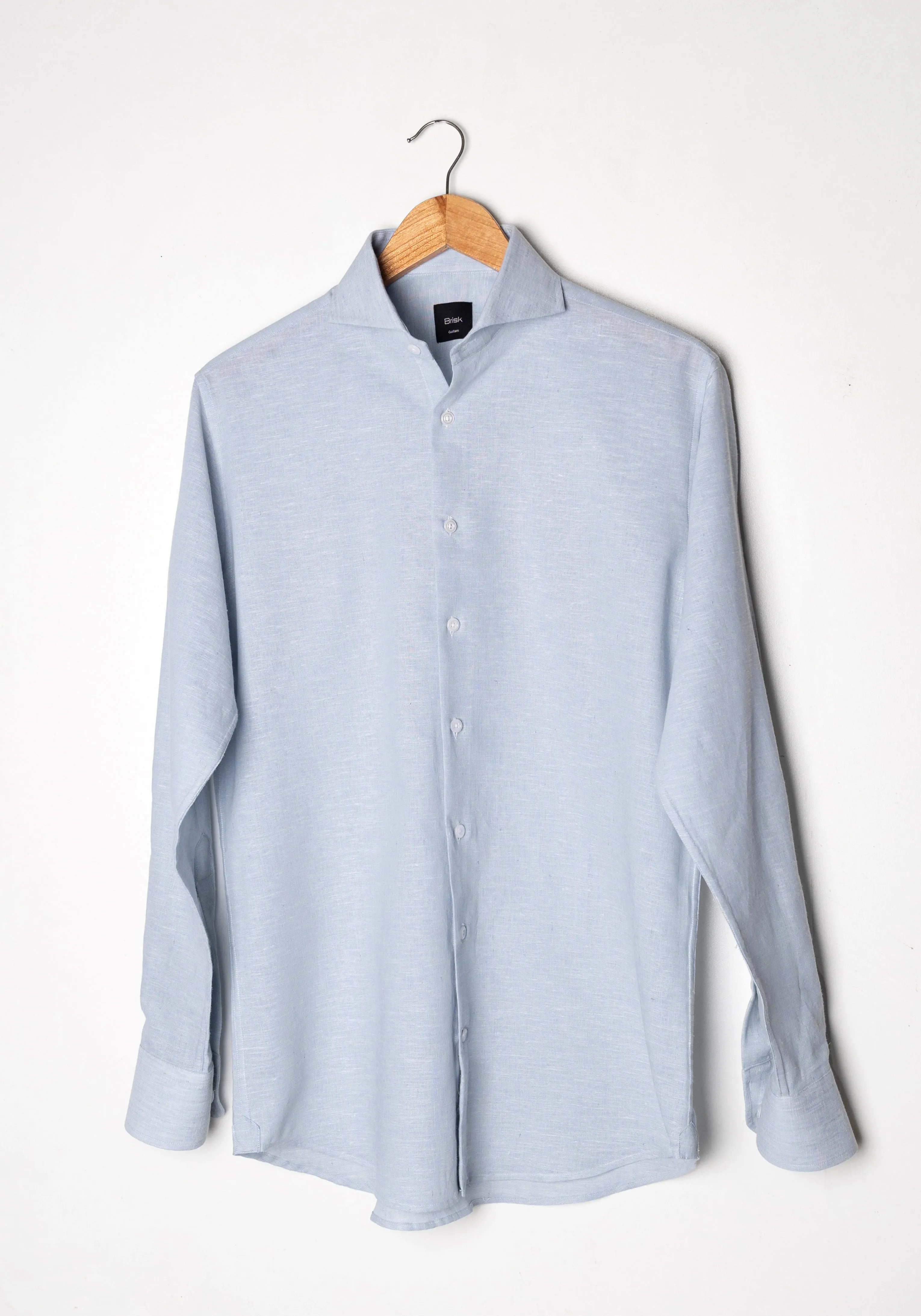 Light Blue Cotton-Linen Shirt sold by Brisk Shirts product image thumbnail 5