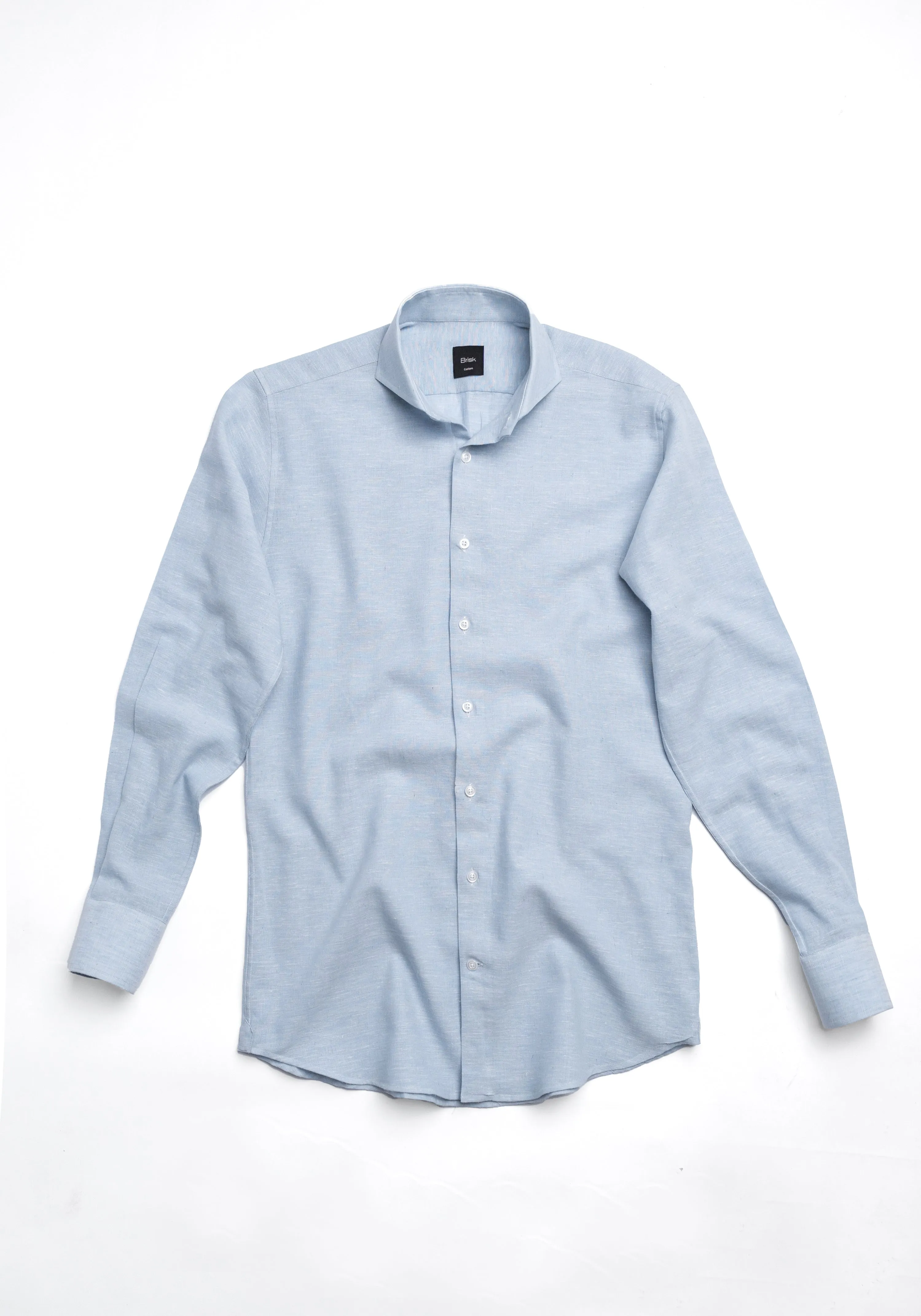 Light Blue Cotton-Linen Shirt sold by Brisk Shirts