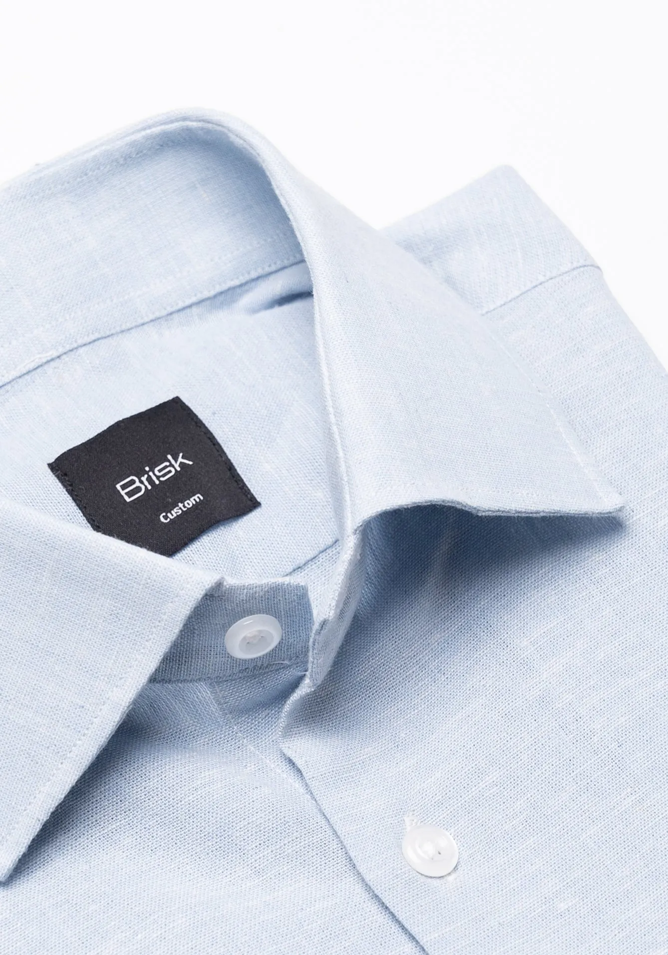 Light Blue Cotton-Linen Shirt - Cutaway Classic Collar sold by Brisk Shirts product image thumbnail 4