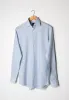Light Blue Cotton-Linen Shirt - Cutaway Classic Collar sold by Brisk Shirts