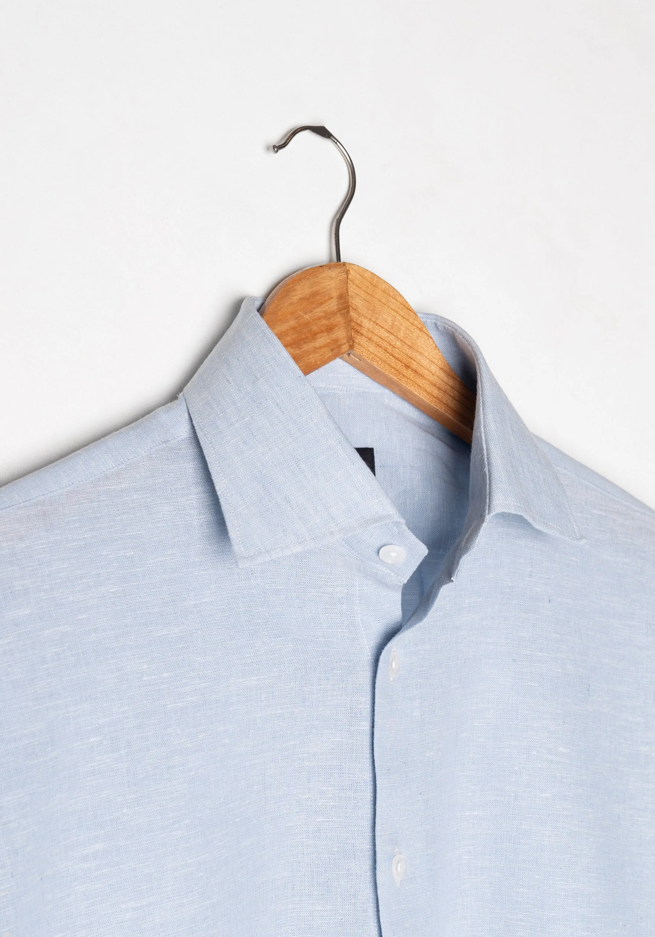 Light Blue Cotton-Linen Shirt - Cutaway Classic Collar sold by Brisk Shirts product image thumbnail 2
