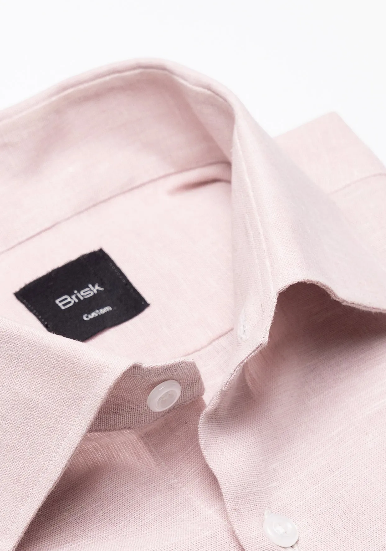 Light Pink Cotton-Linen Shirt - Cutaway Classic Collar sold by Brisk Shirts product image thumbnail 4