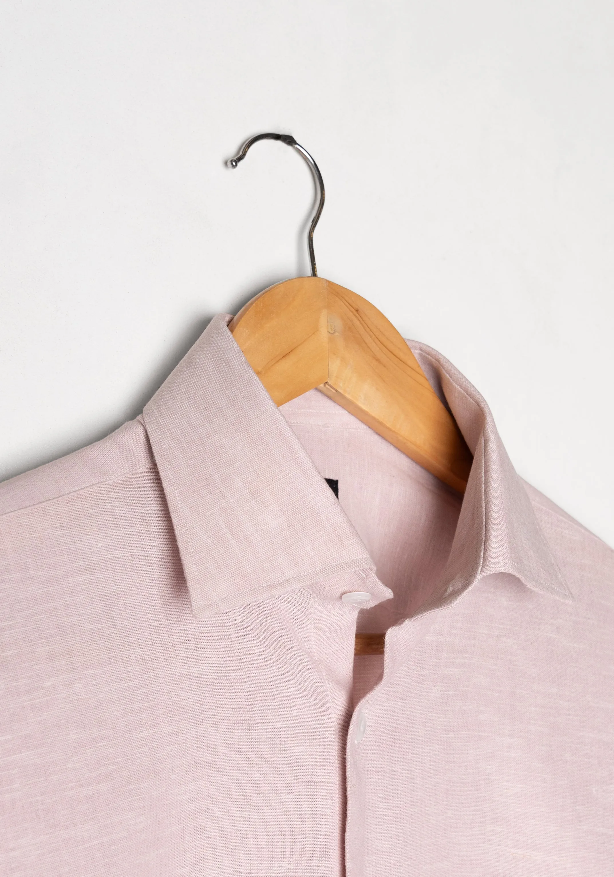 Light Pink Cotton-Linen Shirt - Cutaway Classic Collar sold by Brisk Shirts product image thumbnail 3