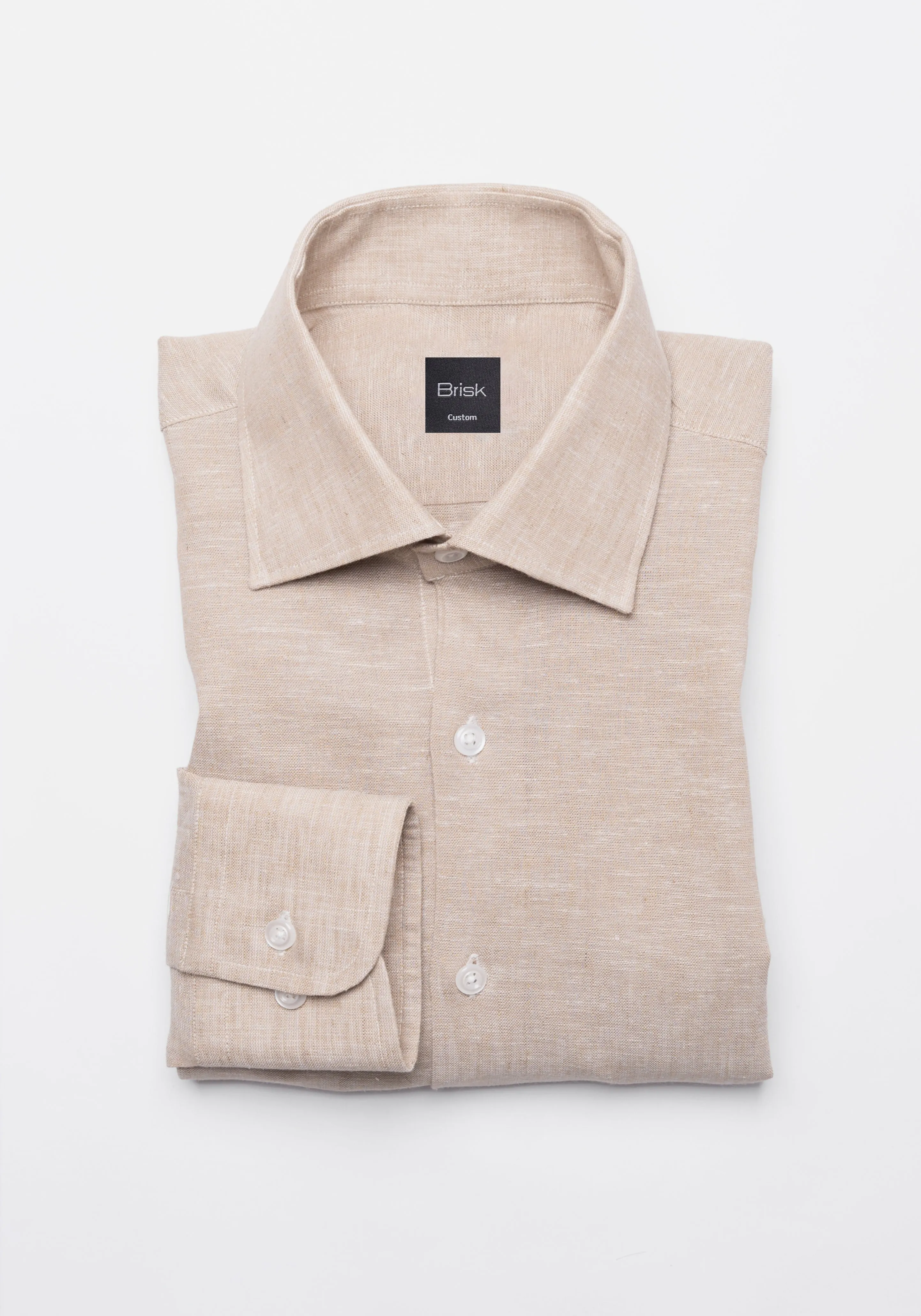 Tan Cotton-Linen Shirt - Cutaway Classic Collar sold by Brisk Shirts product image thumbnail 2