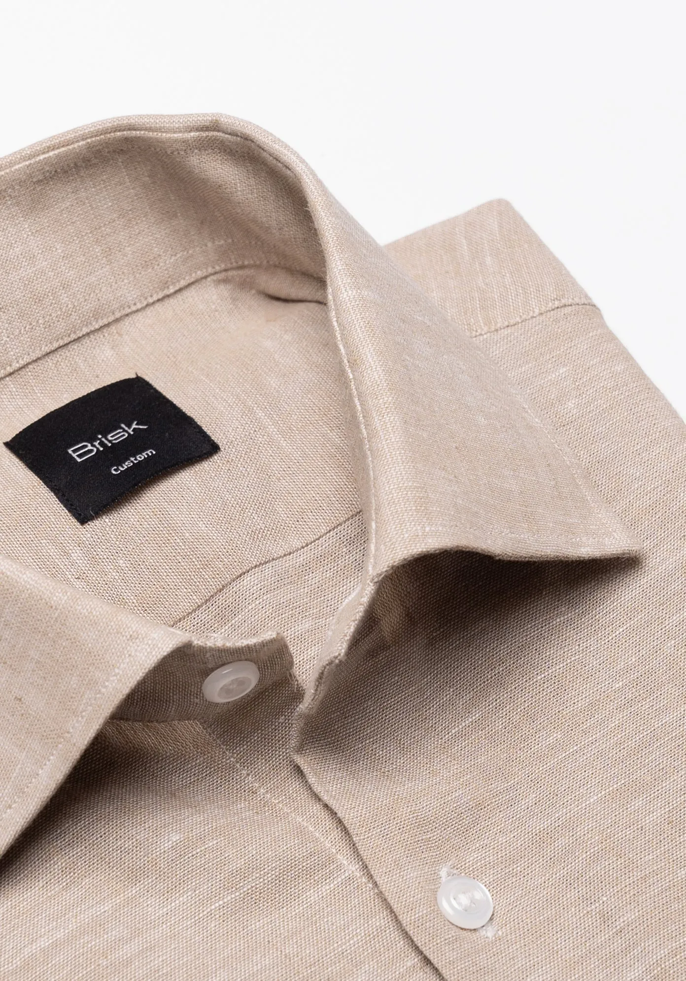 Tan Cotton-Linen Shirt - Cutaway Classic Collar sold by Brisk Shirts product image thumbnail 4