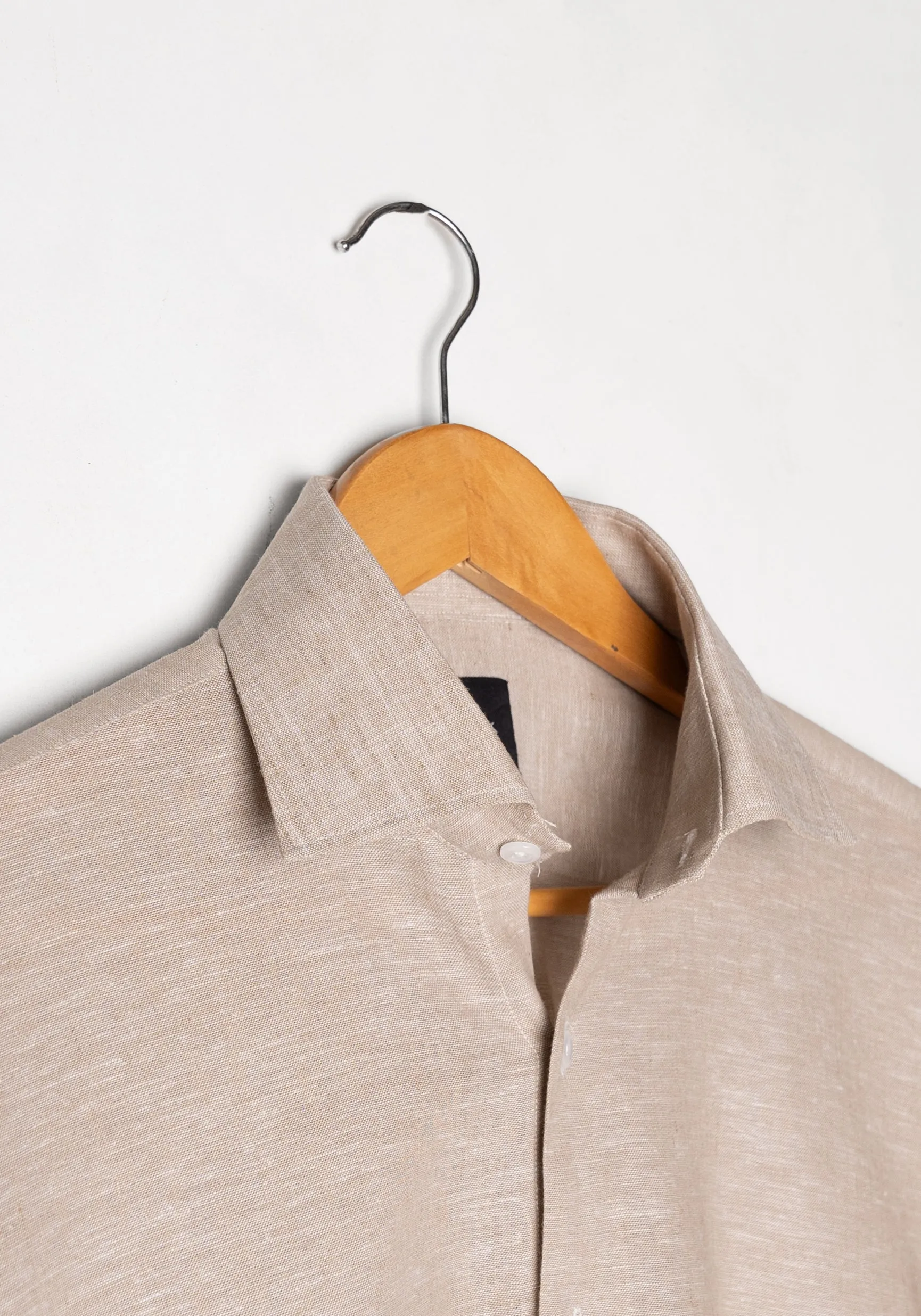Tan Cotton-Linen Shirt - Cutaway Classic Collar sold by Brisk Shirts product image thumbnail 3
