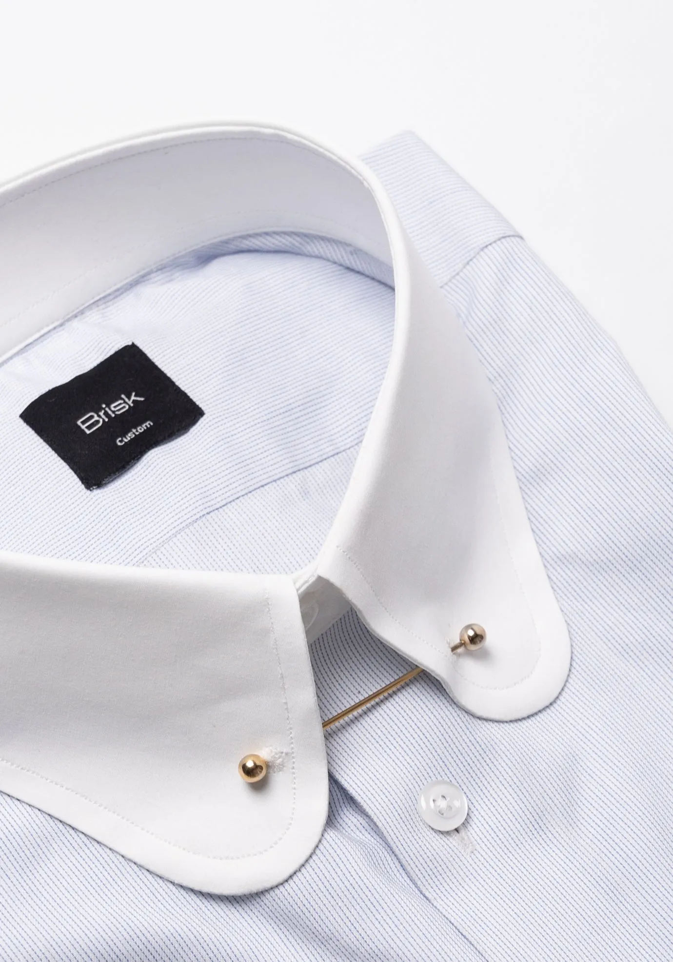 Soft Blue Pinstripes Pima Cotton Shirt - White Club Golden Pin Collar & French Cuffs sold by Brisk Shirts product image thumbnail 2