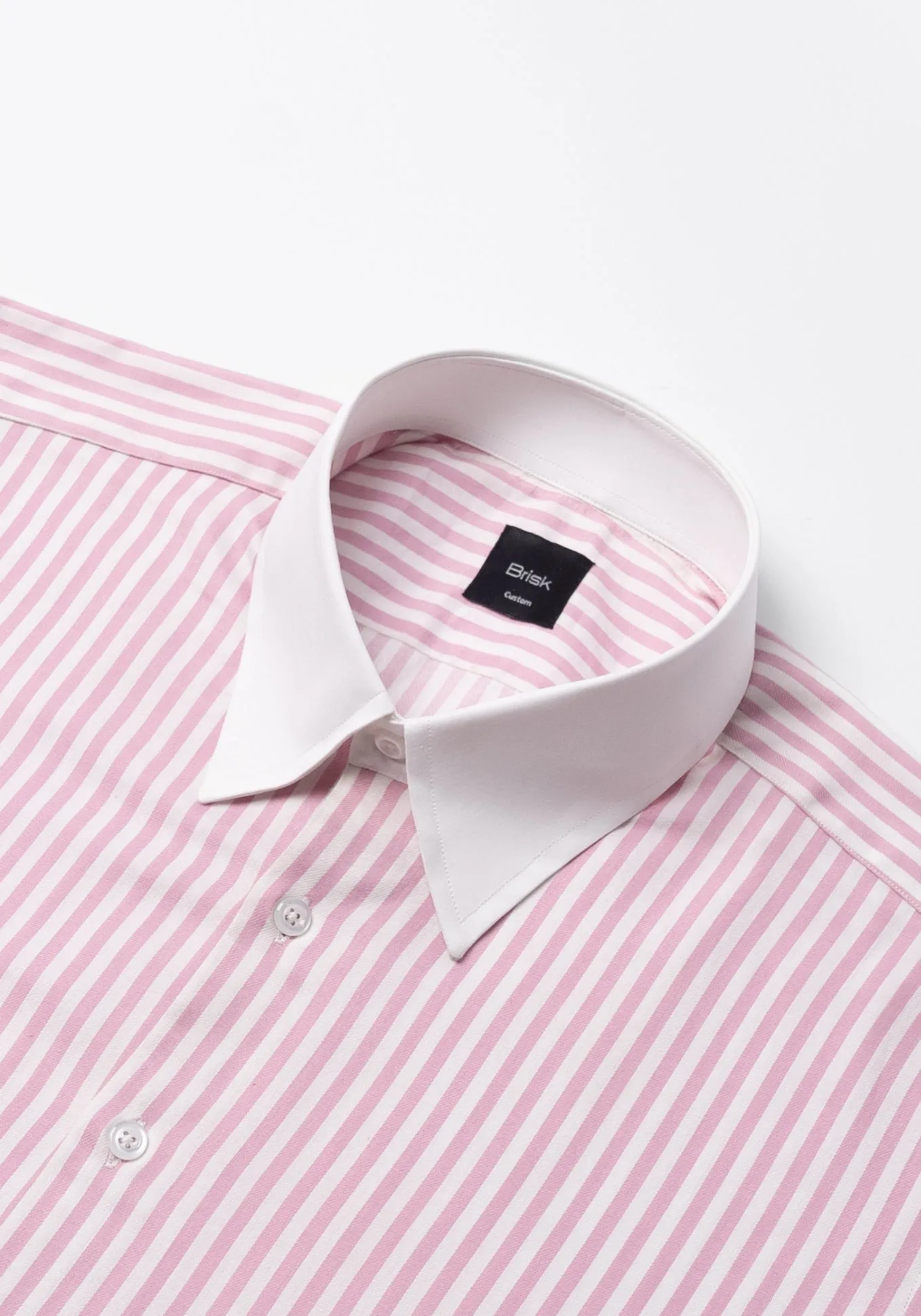 Pink Bengal Twill Stripes Pima Cotton Shirt - White Classic Straight Collar & French Cuffs sold by Brisk Shirts product image thumbnail 3